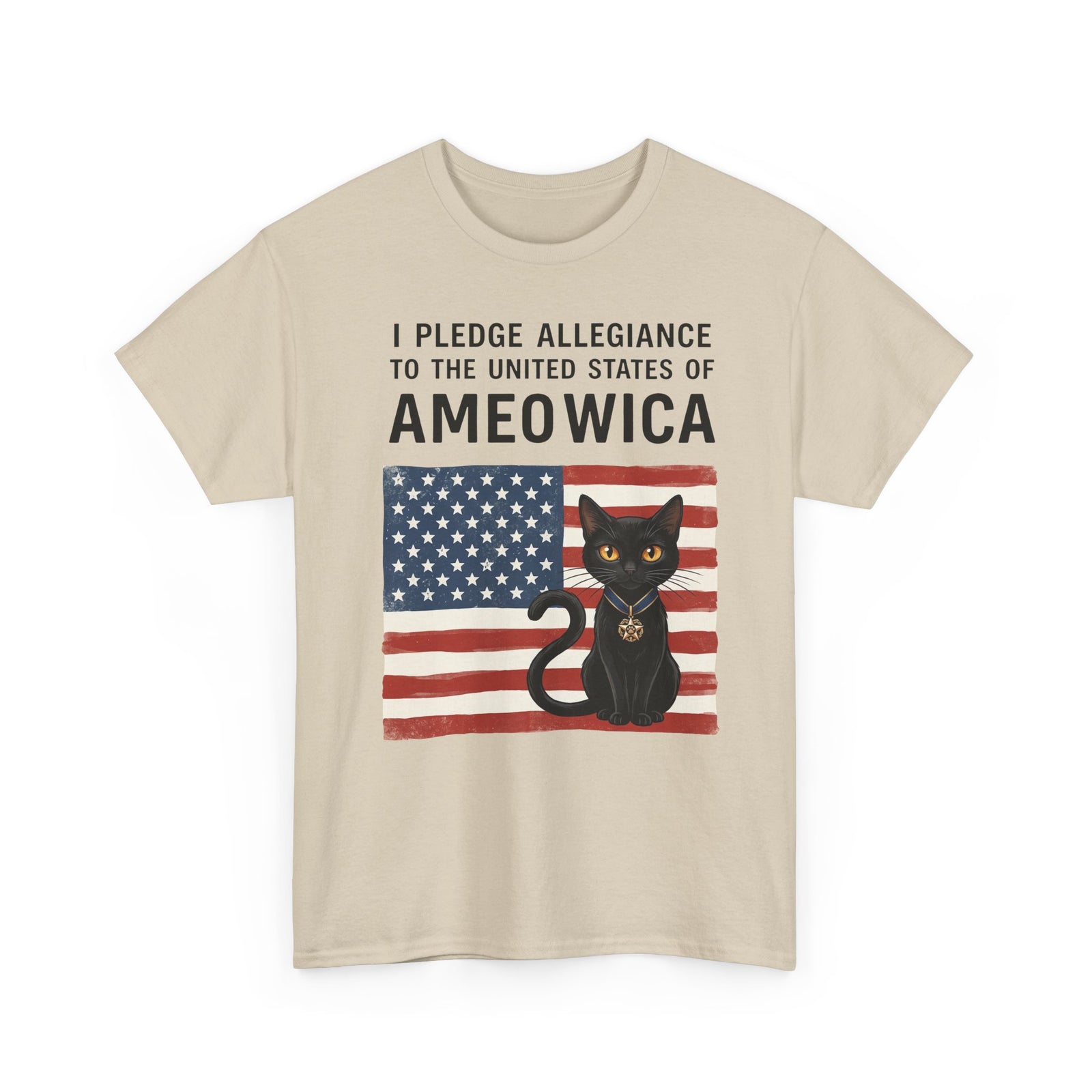 "United States of Ameowica" Funny Patriotic Black Cat T-Shirt