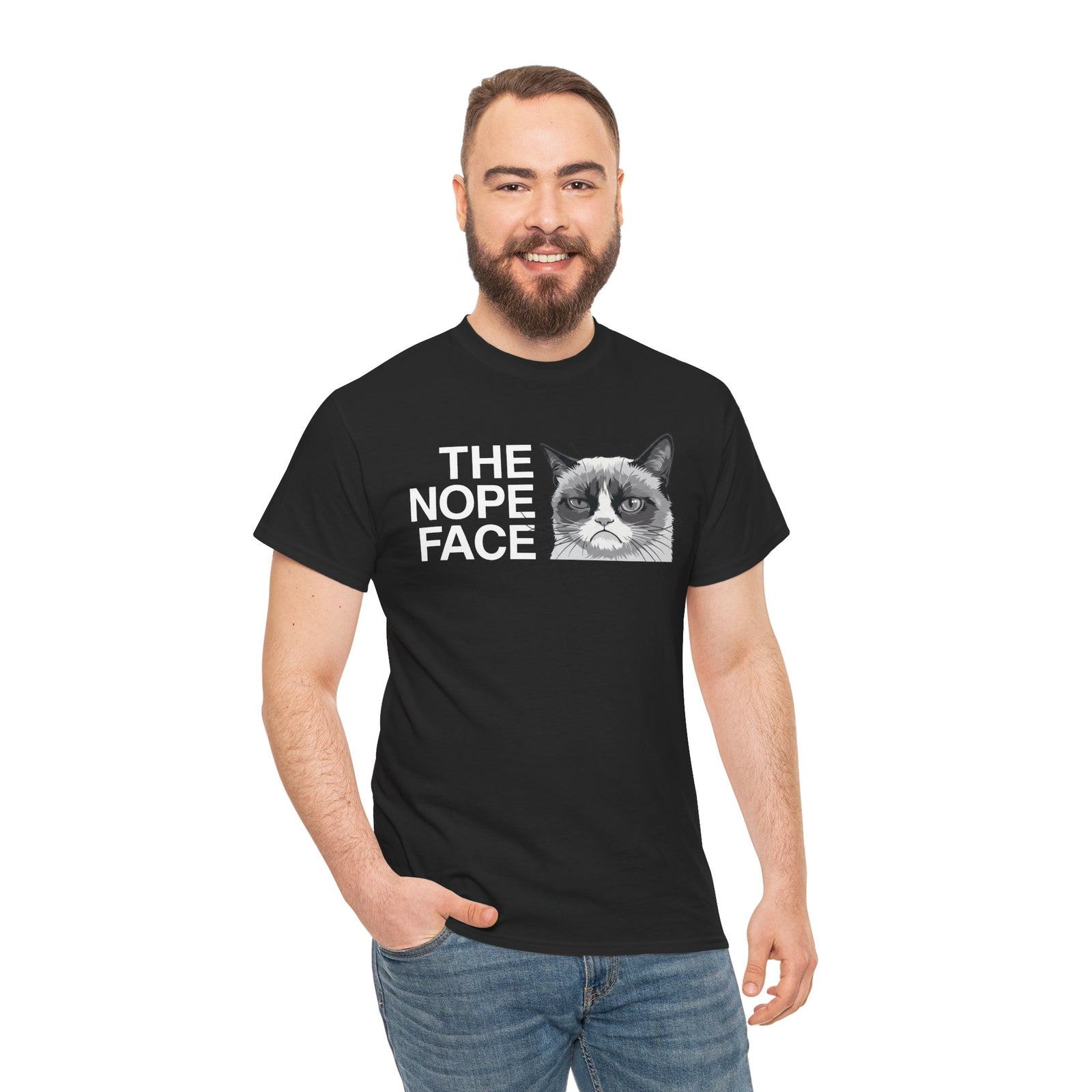 Nope Face Cat T-Shirt — Funny Cat Graphic Tee
