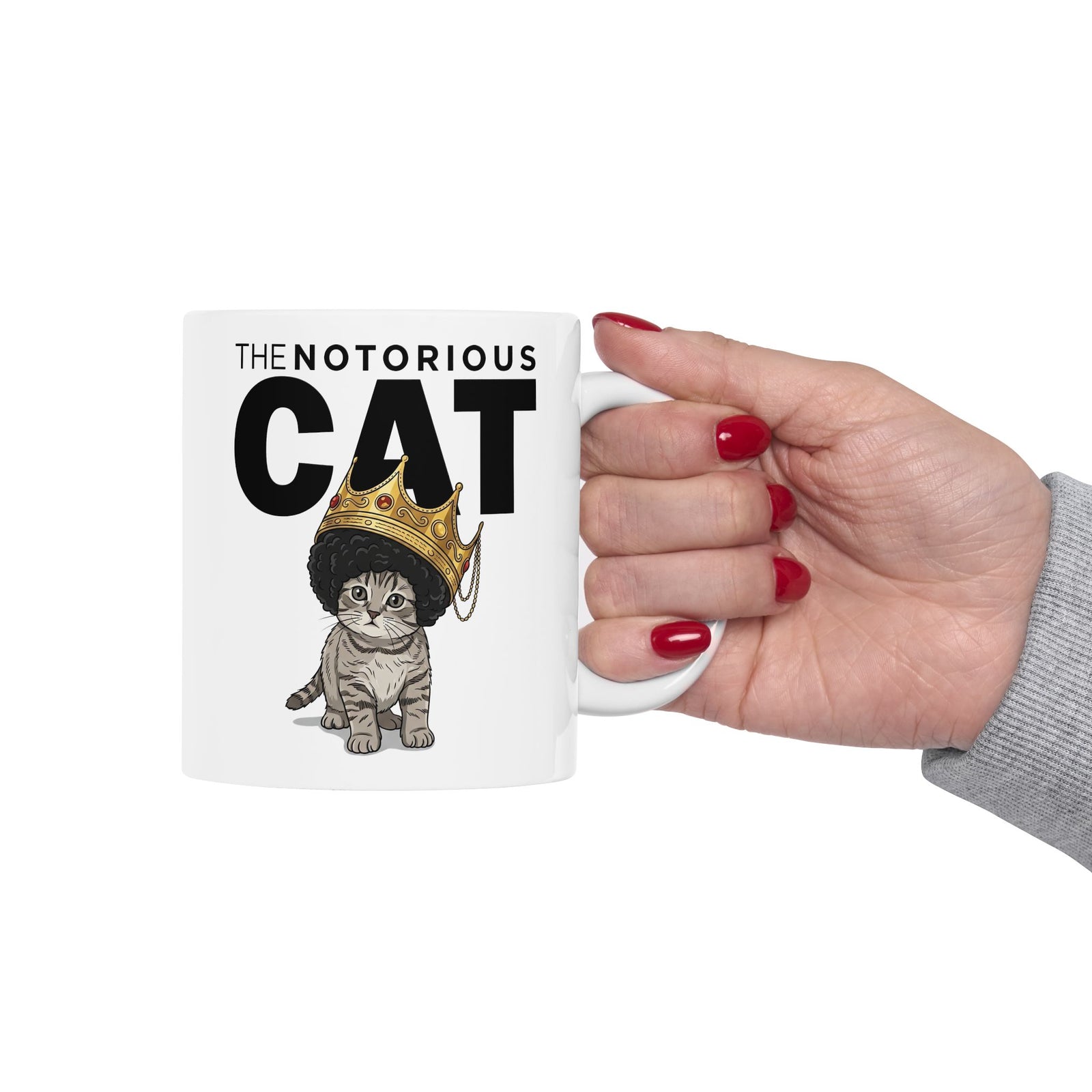 Notorious Cat Ceramic Mug — Cute Kitten with Crown Graphic