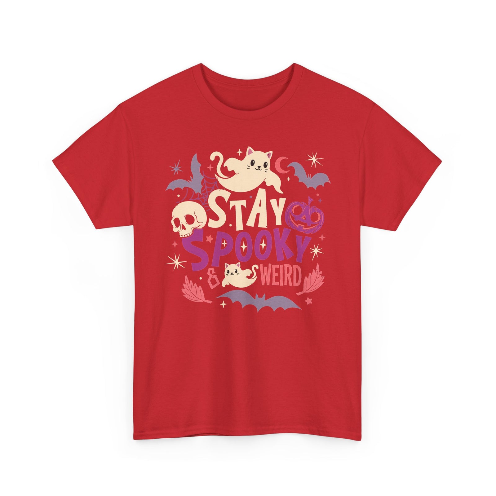 Stay Spooky & Weird Ghost Cat Shirt — Cute Pastel Goth Halloween T-Shirt