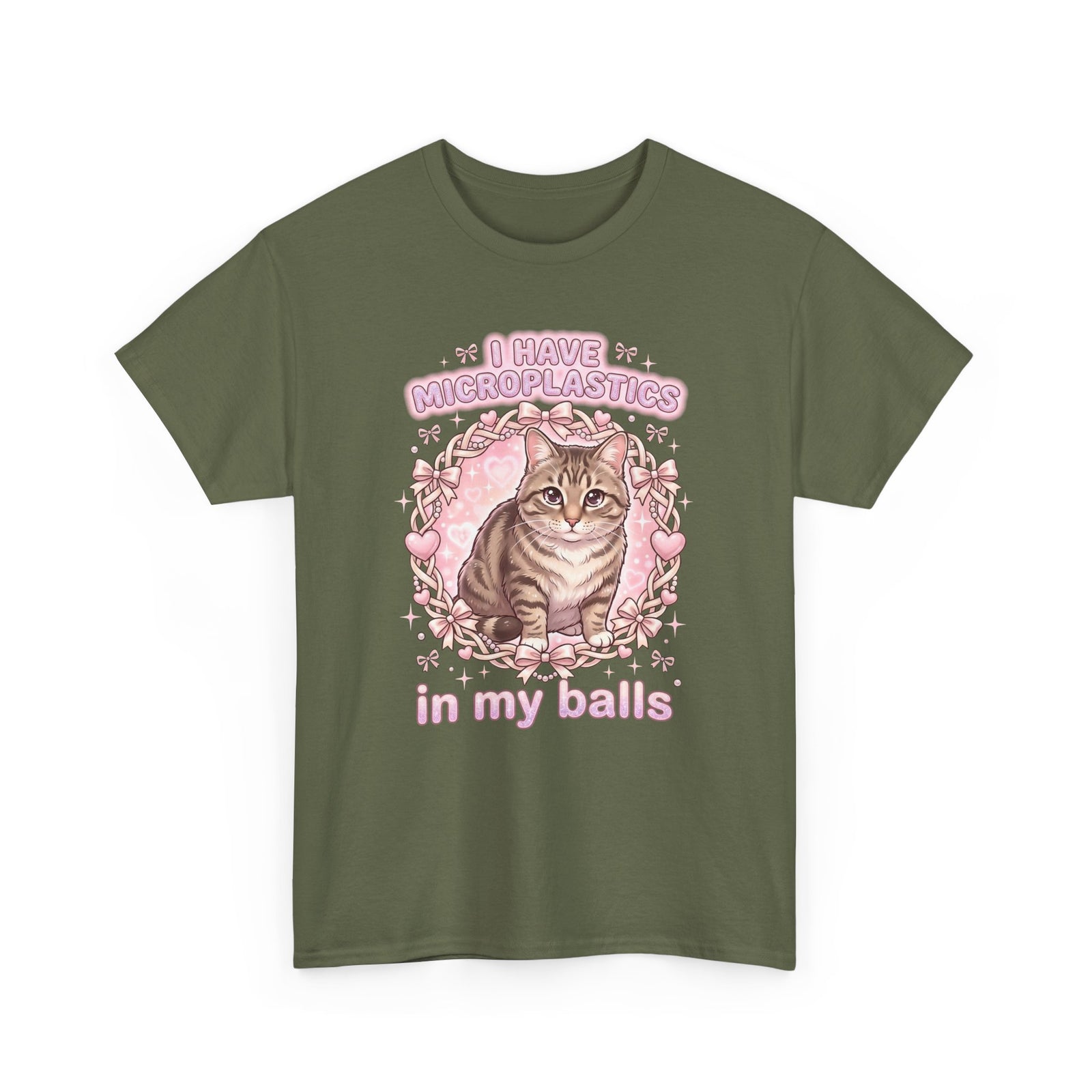 Funny Cat Tee "I Have Microplastics In My Balls" Meme Shirt