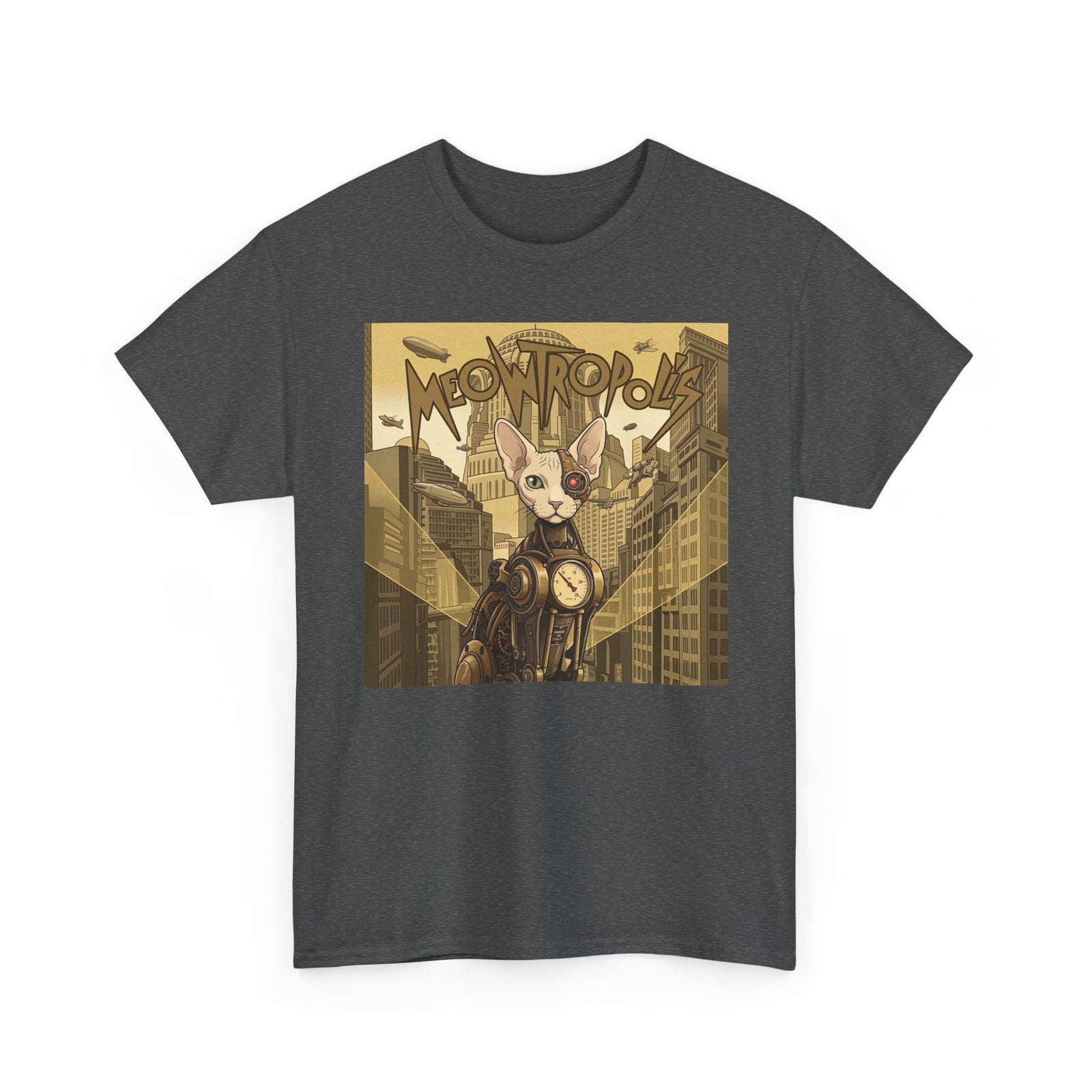 Meowtropolis Sci‑Fi Cat T-Shirt — Futuristic Cat Graphic Tee