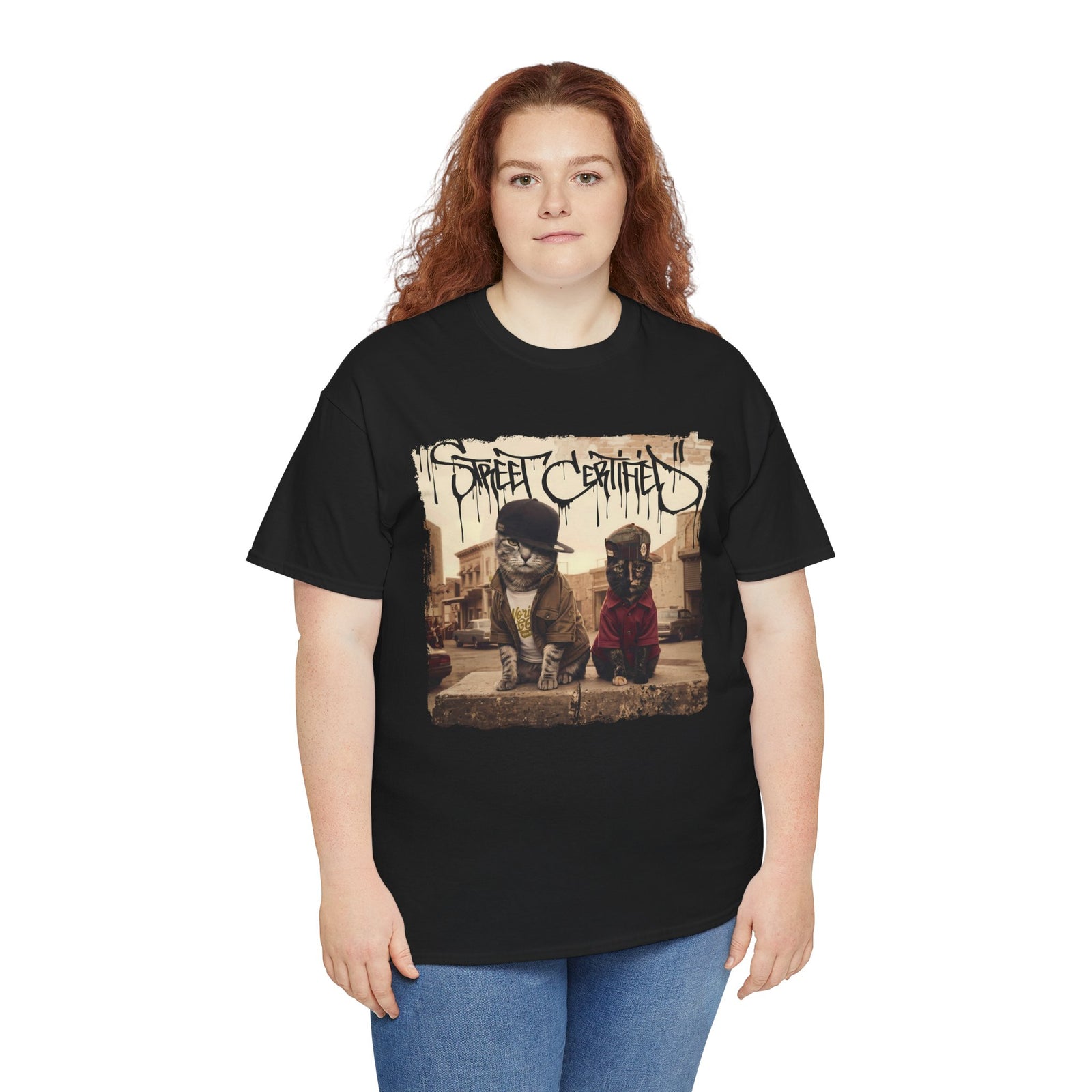 Funny Streetwear Cats "Street Certified" Retro Graphic Tee