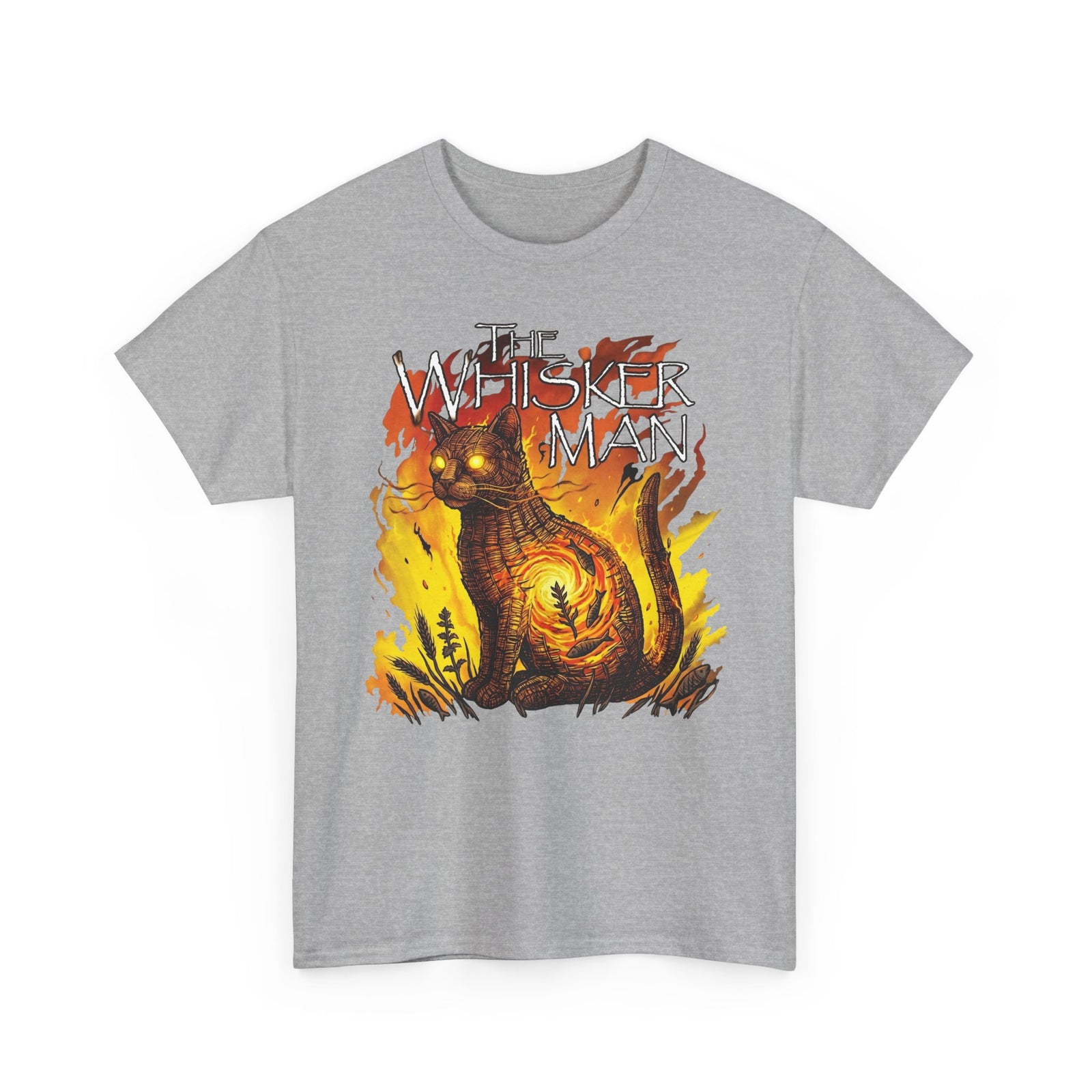 The Whisker Man Fiery Cat Horror Graphic Tee