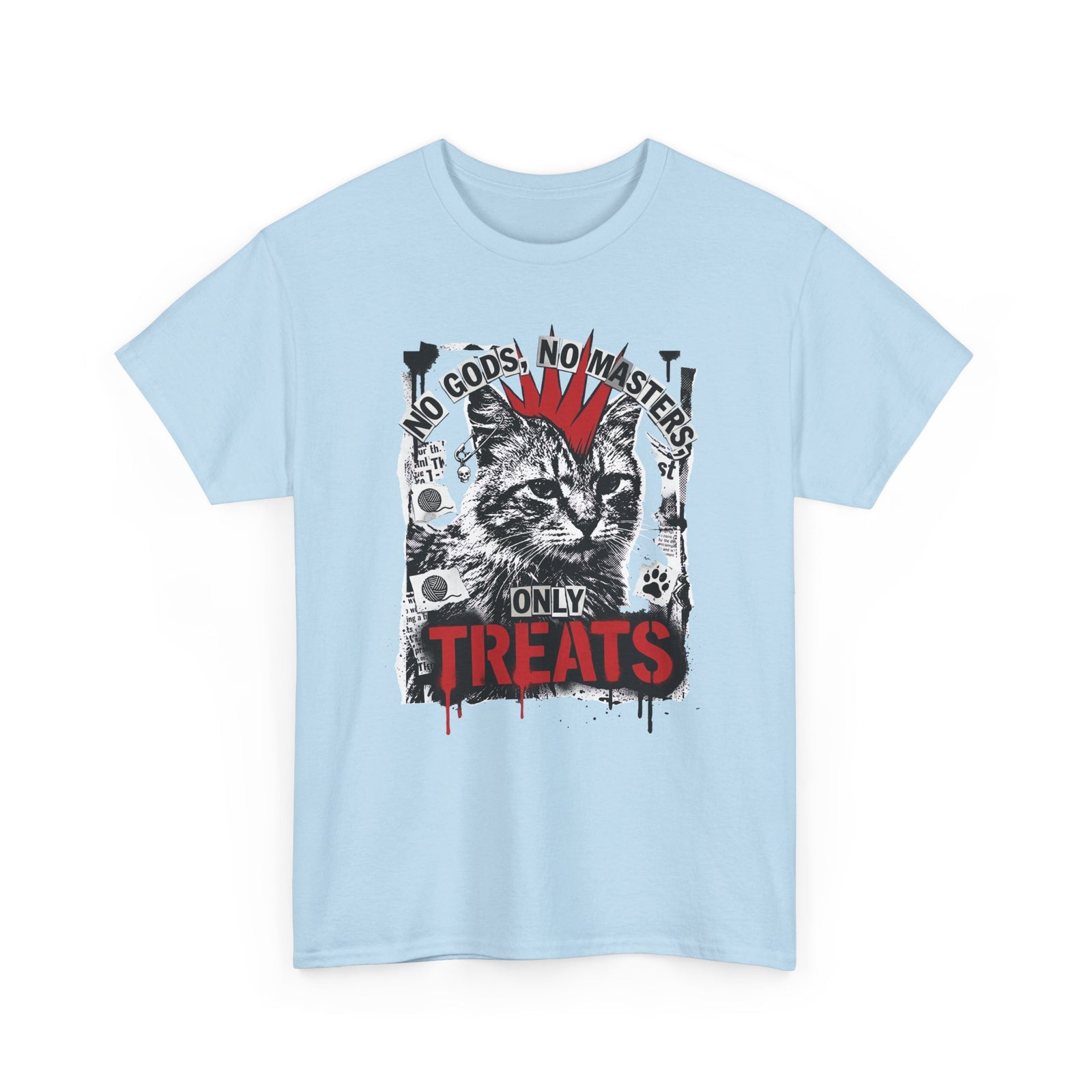 Punk Cat Tee — “No Gods No Masters, Only Treat” Graphic T-Shirt