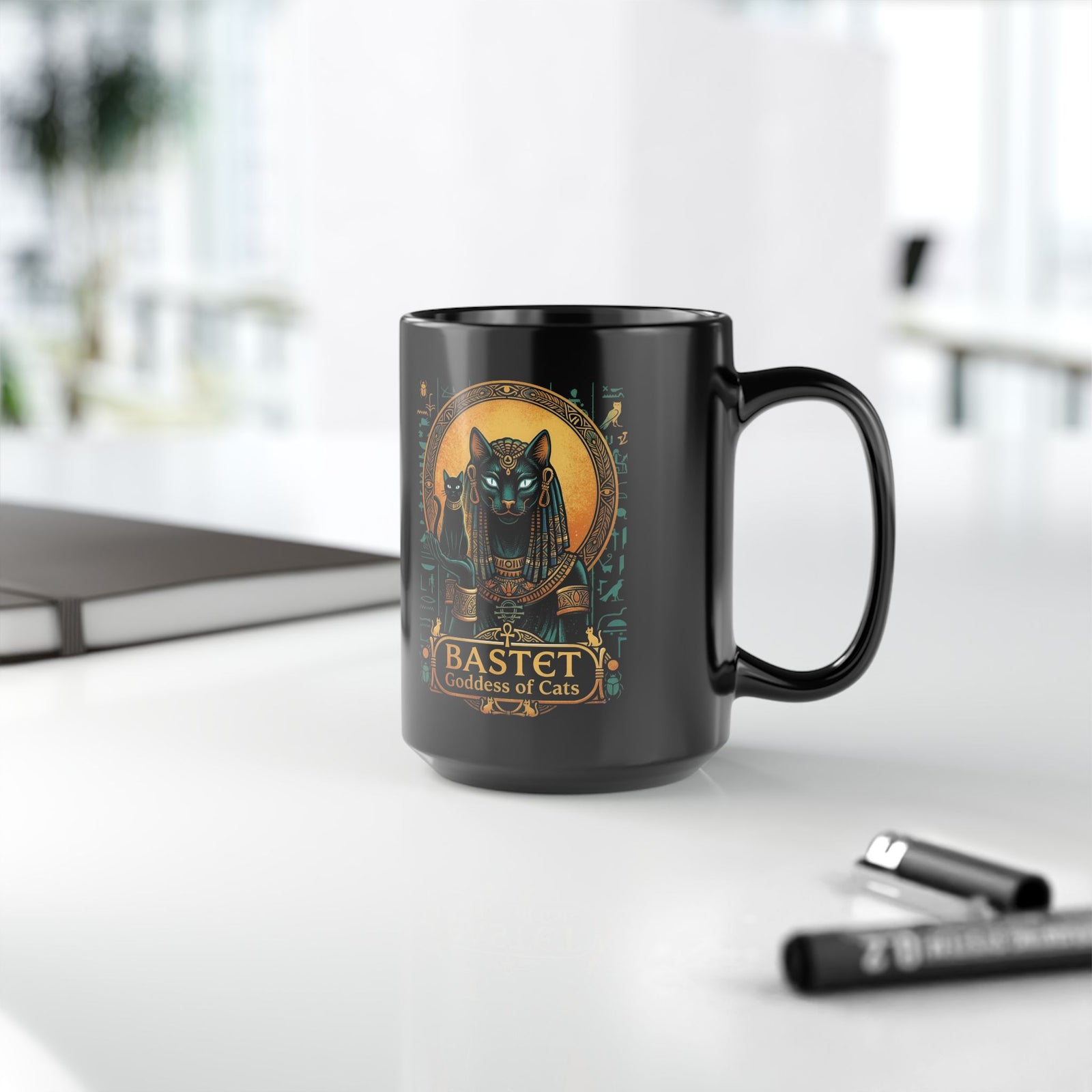 Bastet Goddess of Cats Black Mug