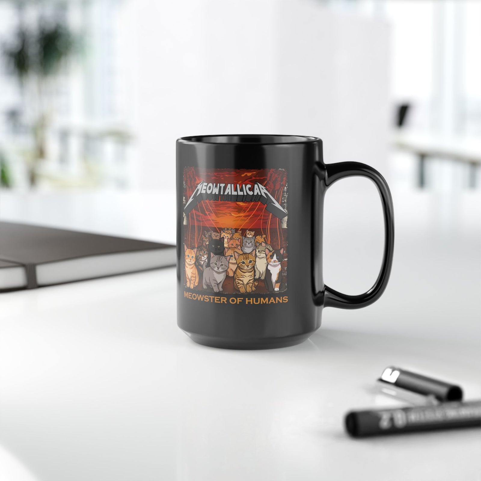 Meowster of Humans Cat Black Mug