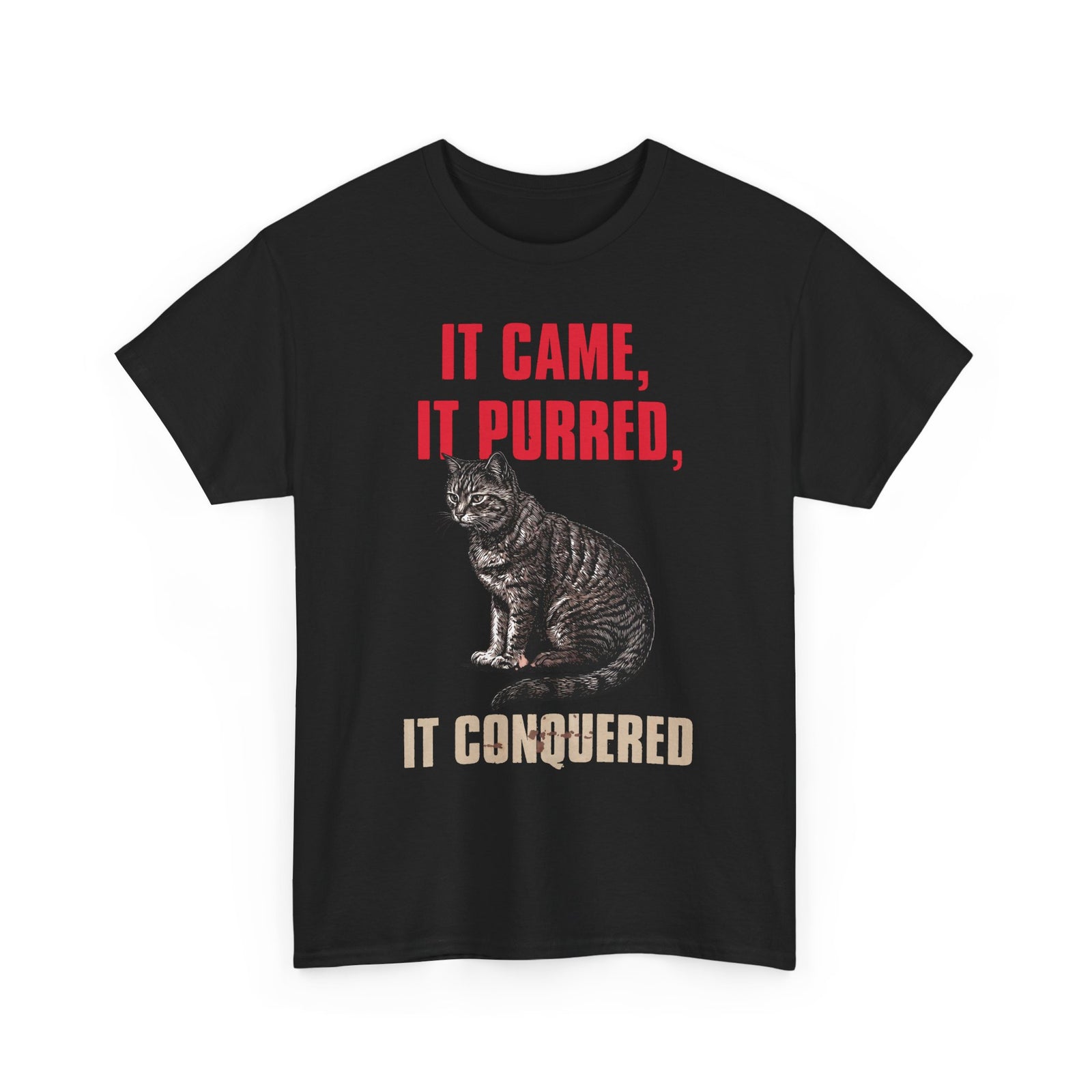 It Came It Purred It Conquered T-Shirt — Funny Julius Caesar Cat Parody Tee