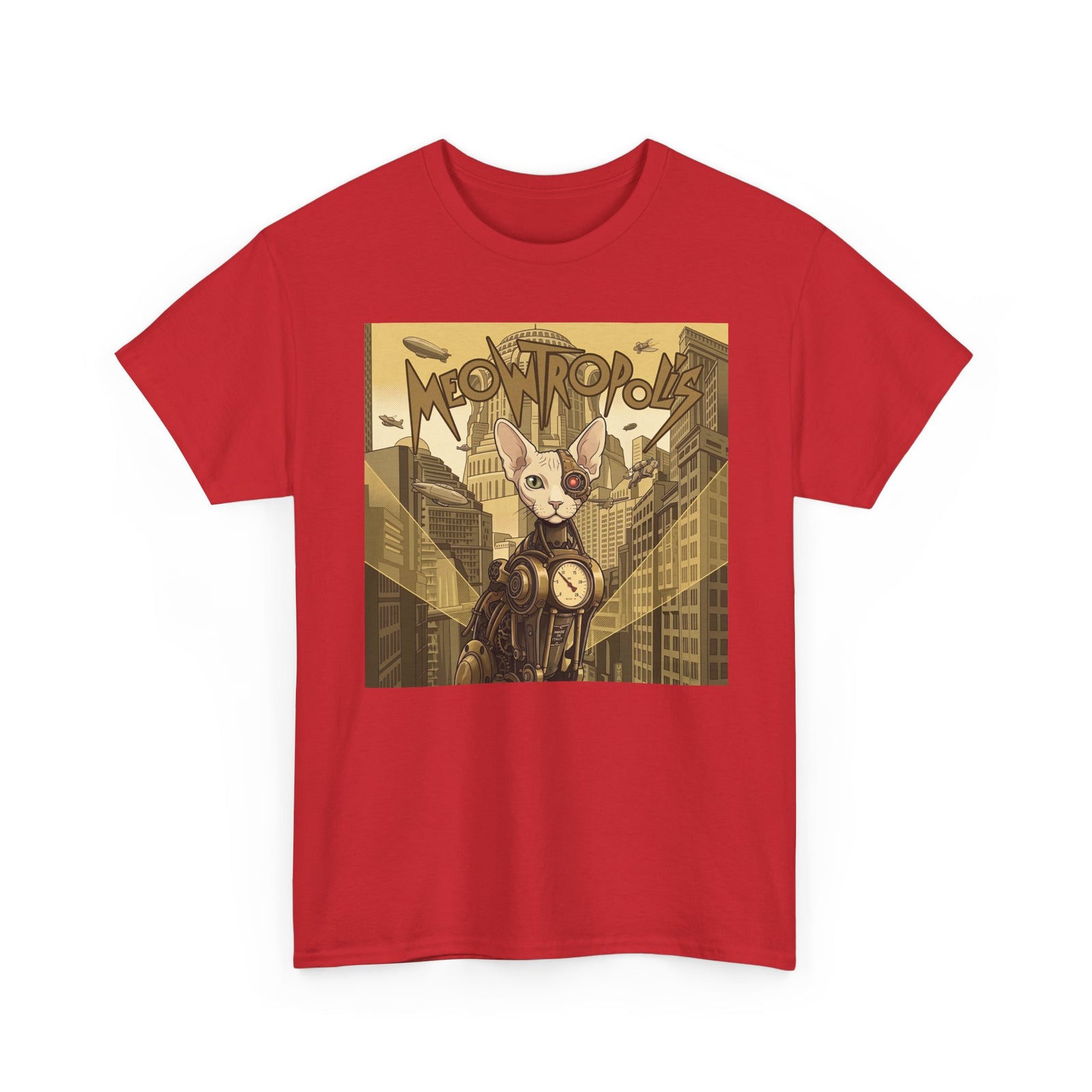 Meowtropolis Sci‑Fi Cat T-Shirt — Futuristic Cat Graphic Tee