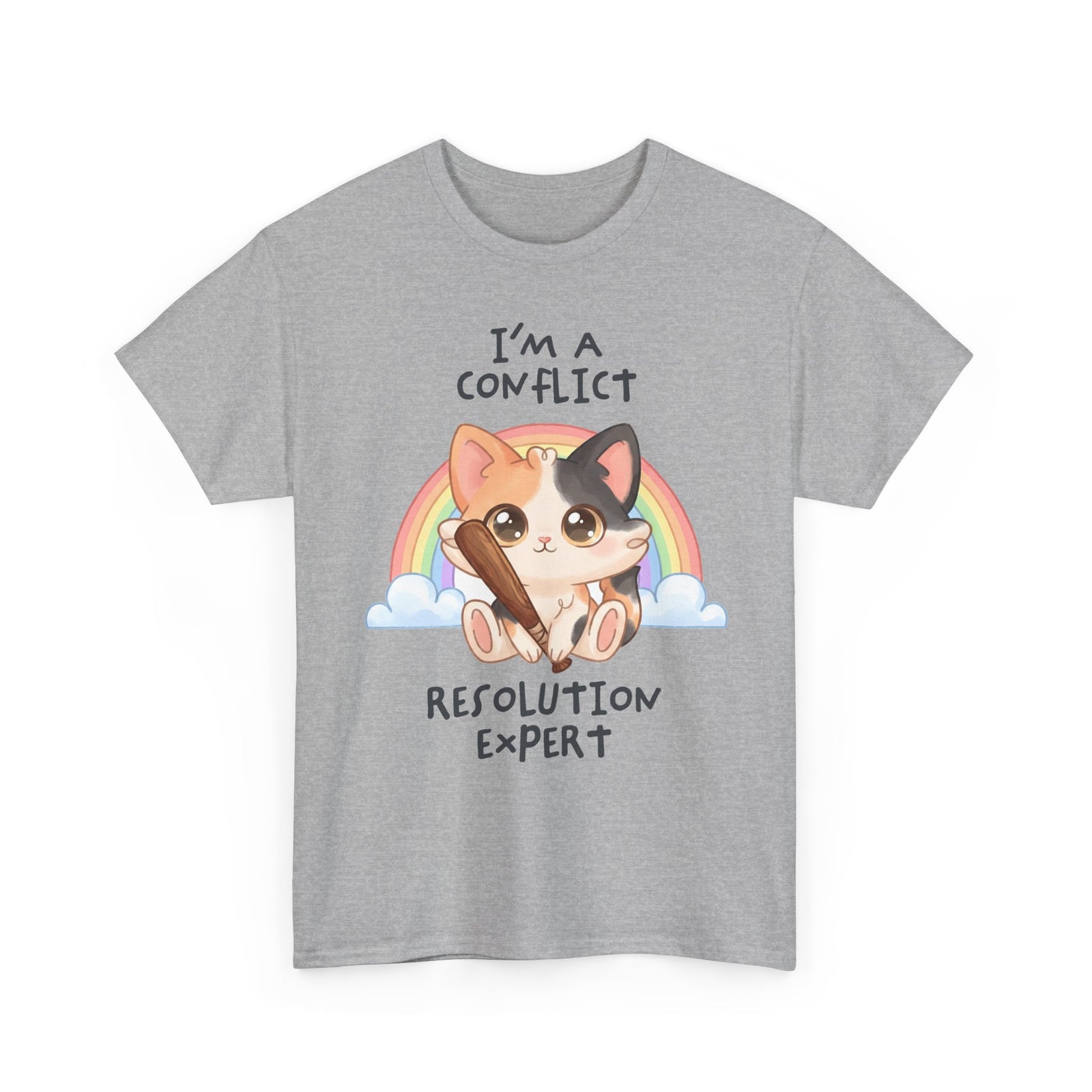 I'm A Conflict Resolution Expert T-Shirt — Cute Calico Cat Bat Tee