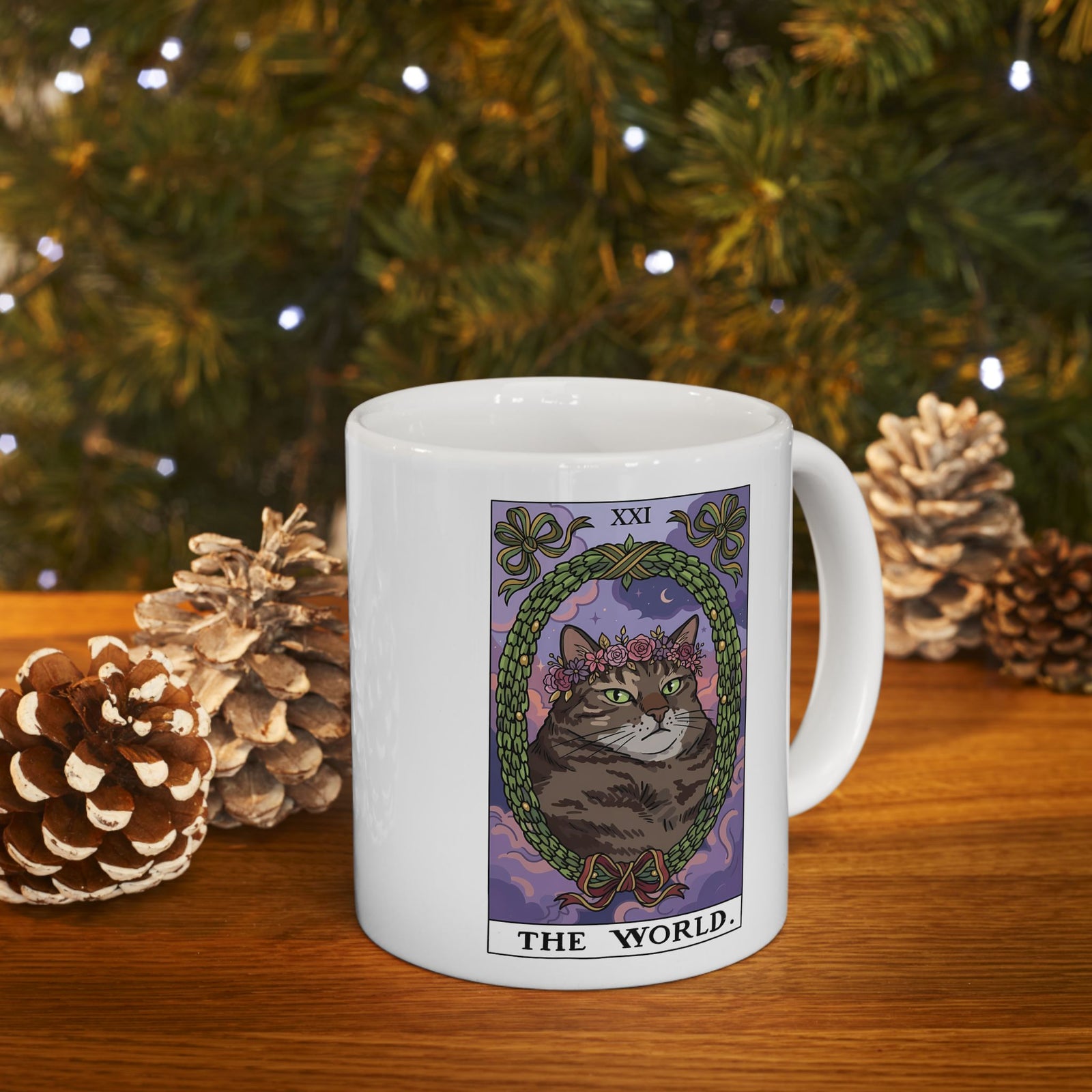 Cat the World Tarot Card Ceramic Mug