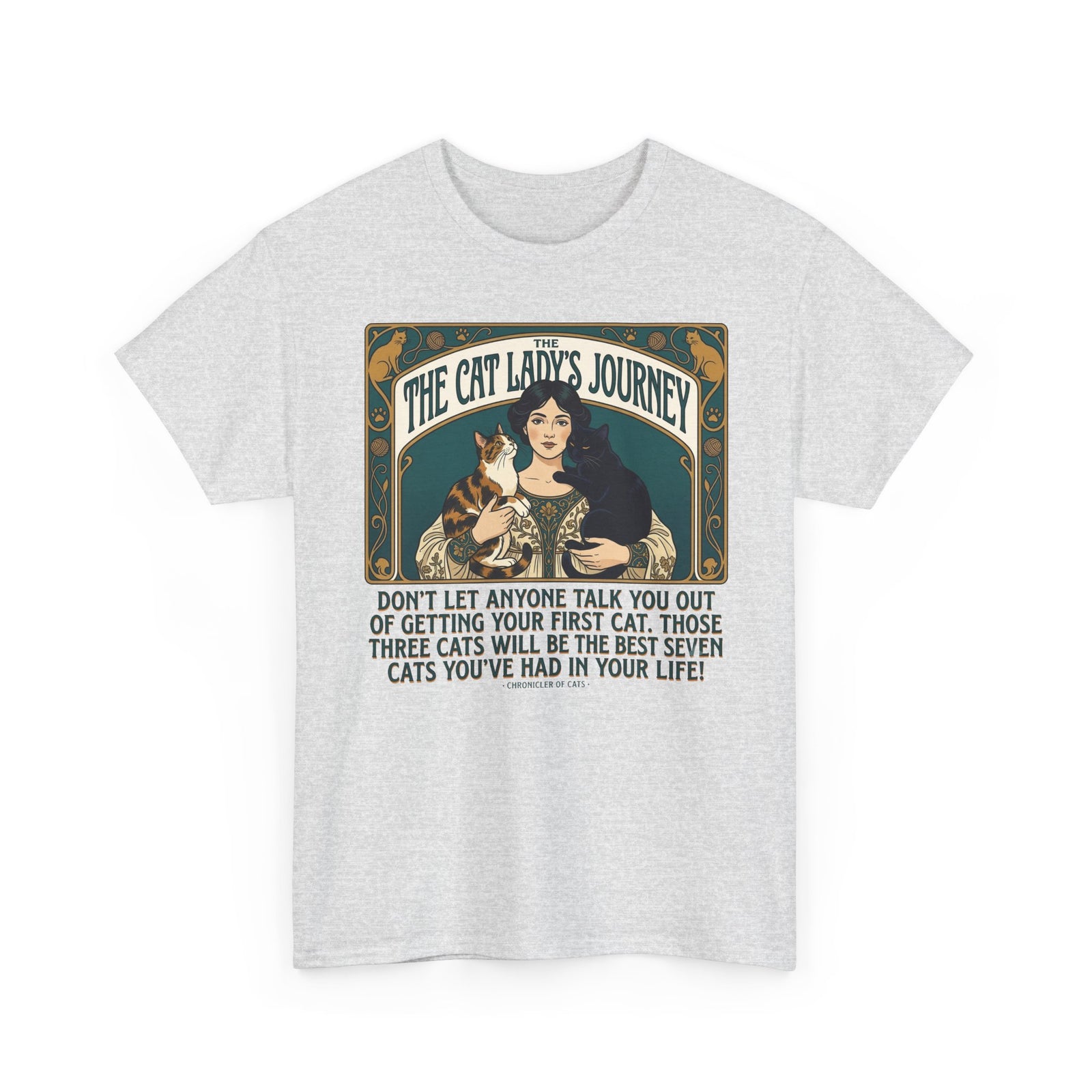 Cat Lady Journey T‑Shirt — "The Cat Lady's Journey" Vintage Cat Lover Tee