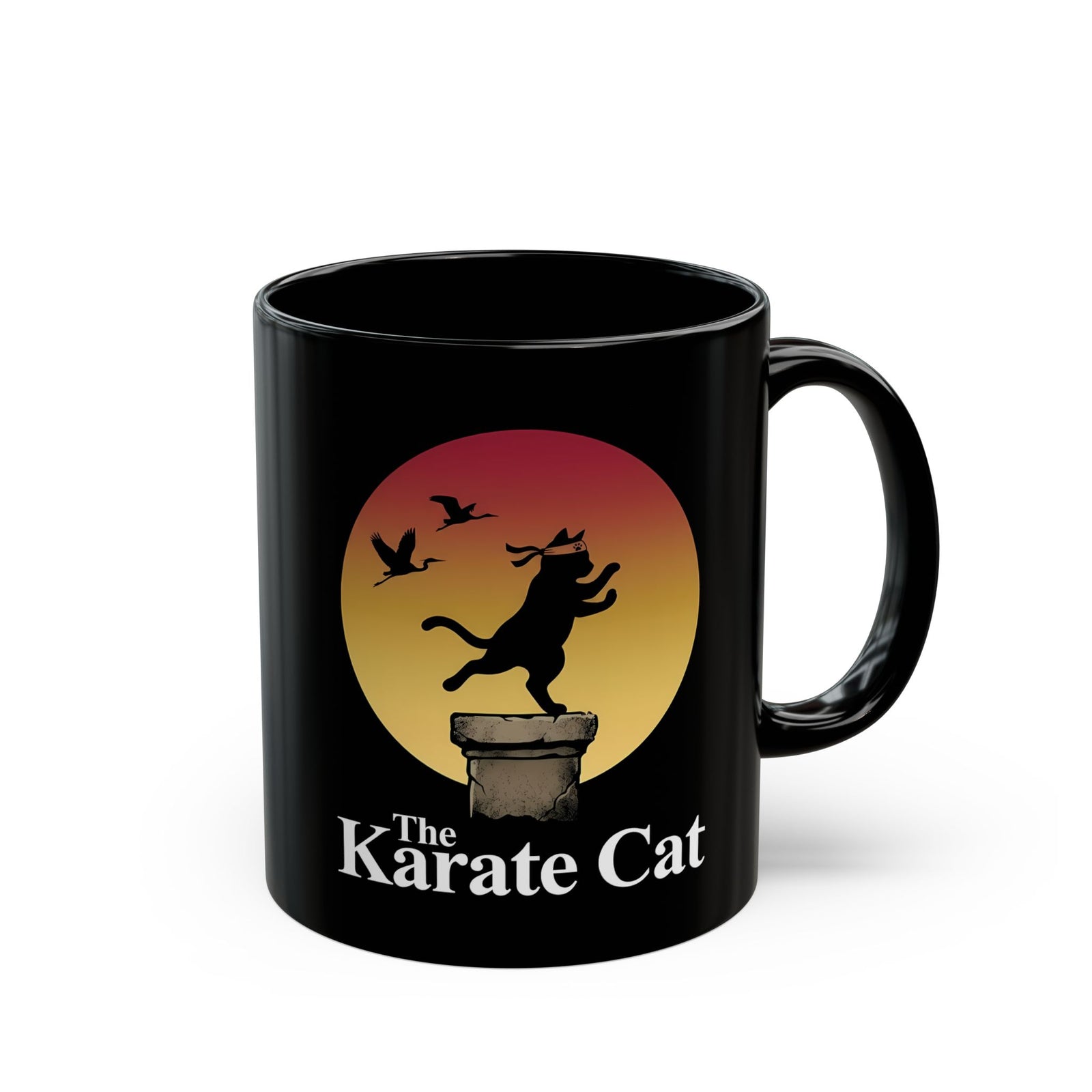 Karate Cat Black Mug — Funny Martial Arts Cat Mug