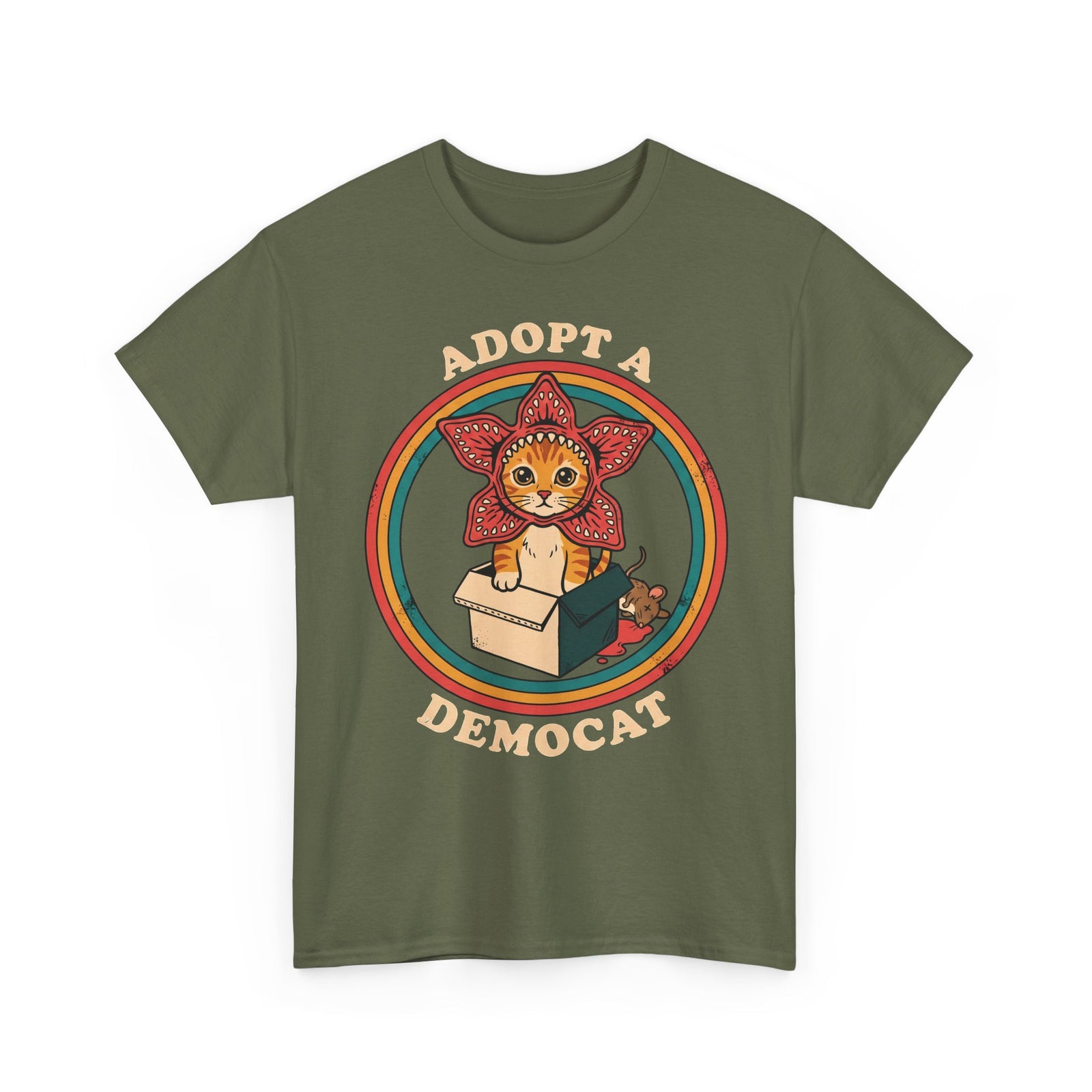 Adopt A Democat T-Shirt — Stranger Things Parody Orange Tabby Tee