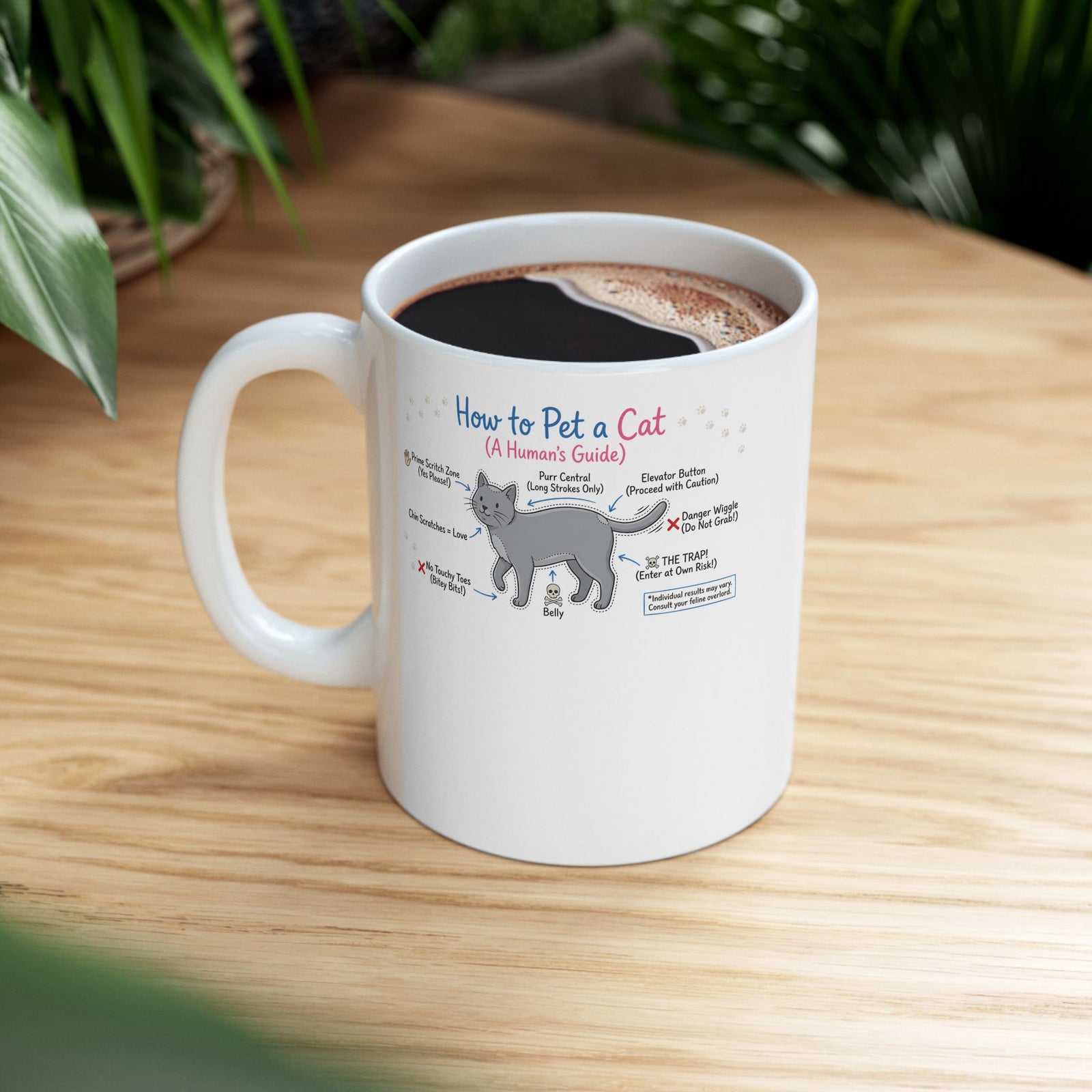 How To Pet A Cat Ceramic Mug — Funny Cat Care Mug for Cat Lovers