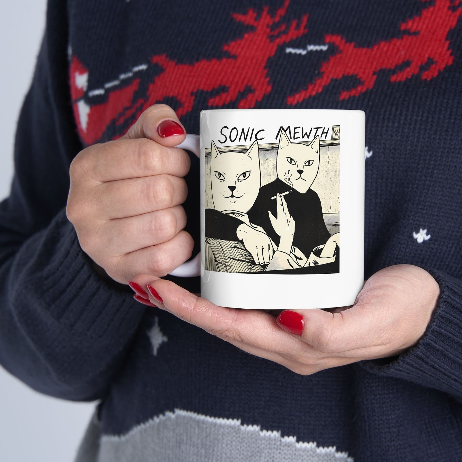 Funny Cat Parody Ceramic Mug — Cute Satirical Cat Mug