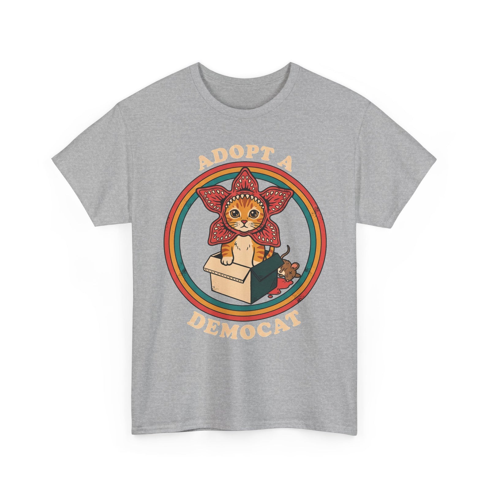 Adopt A Democat T-Shirt — Stranger Things Parody Orange Tabby Tee