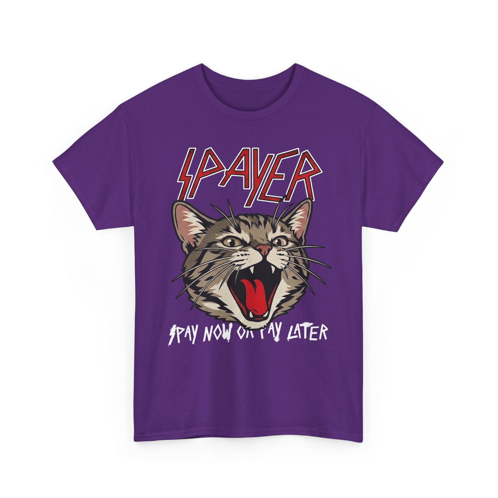 Slayer Cat Graphic Tee — "Pray Now Or Pay Later" Rock Band Style T-Shirt