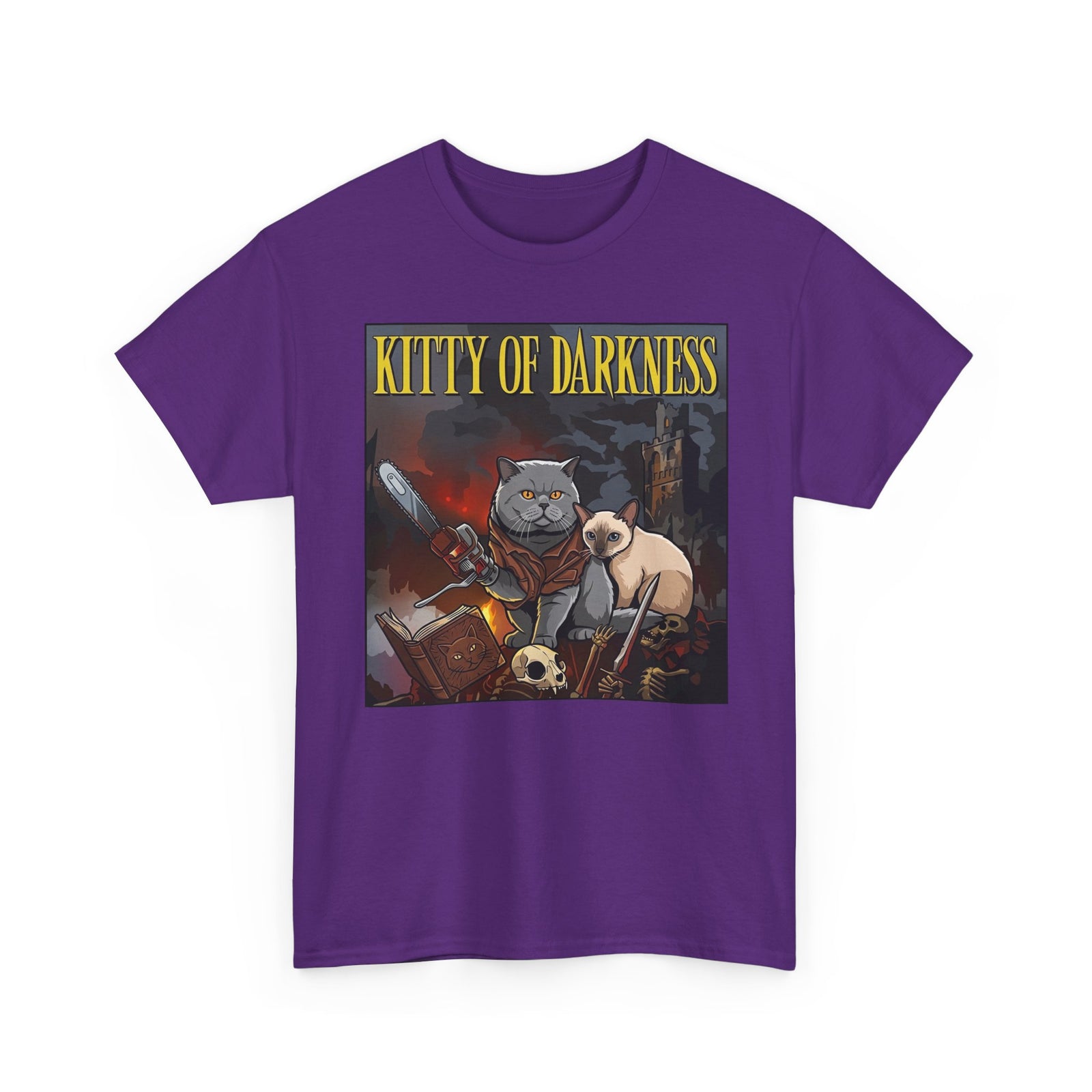 Kitty of Darkness Graphic Tee — Gothic Cat Horror Band Shirt