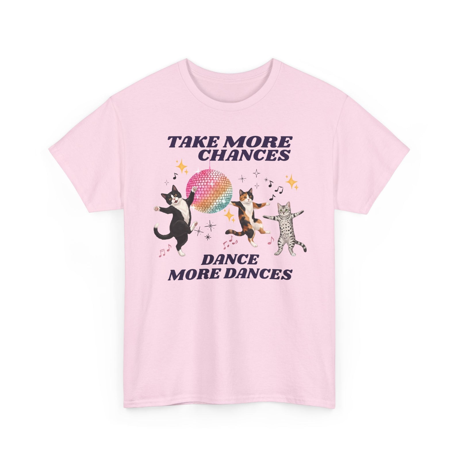 Take More Chances Dance More Dances T-Shirt — Funny Dancing Cats Disco Tee