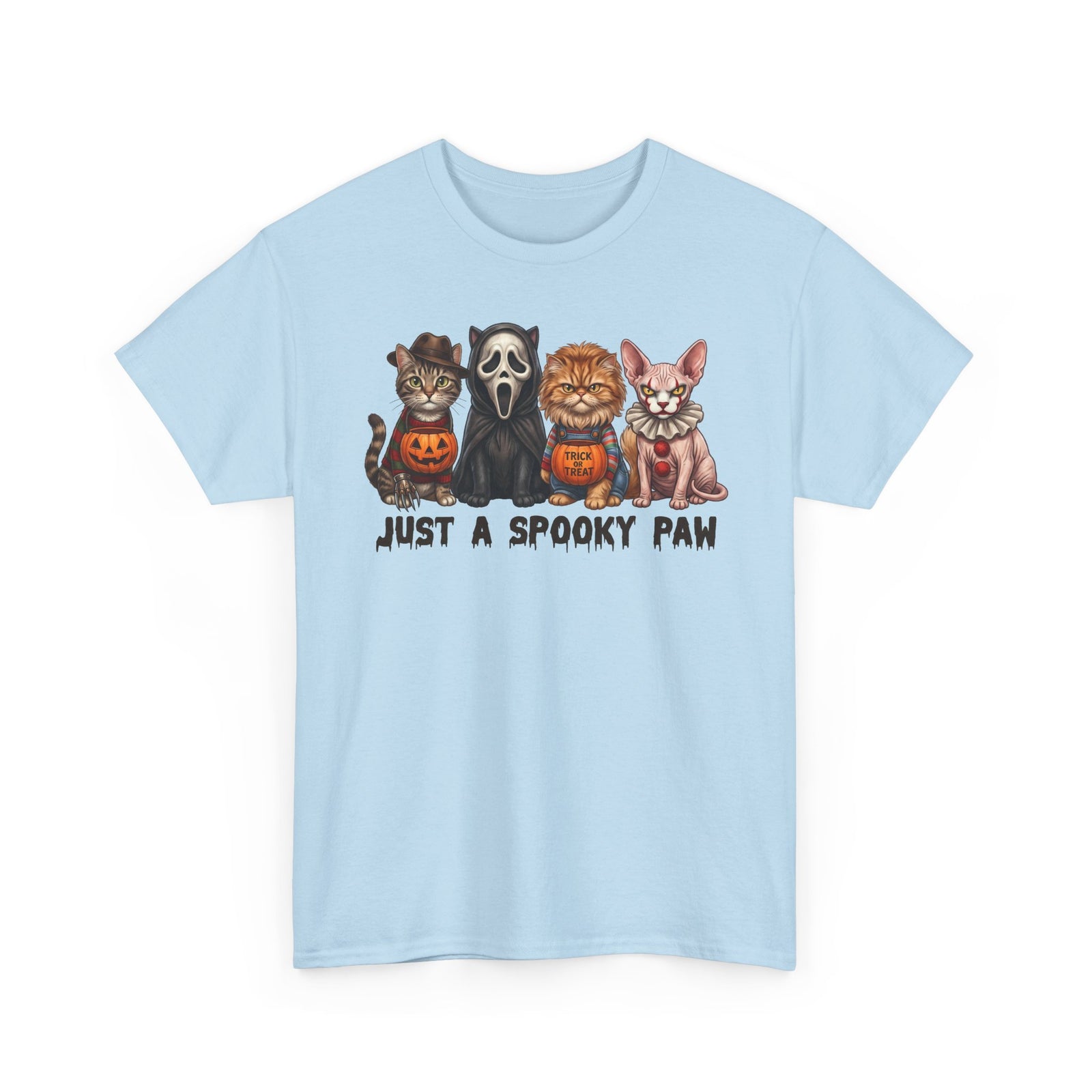 Just A Spooky Paw T-Shirt — Horror Movie Icons Cat Halloween Tee