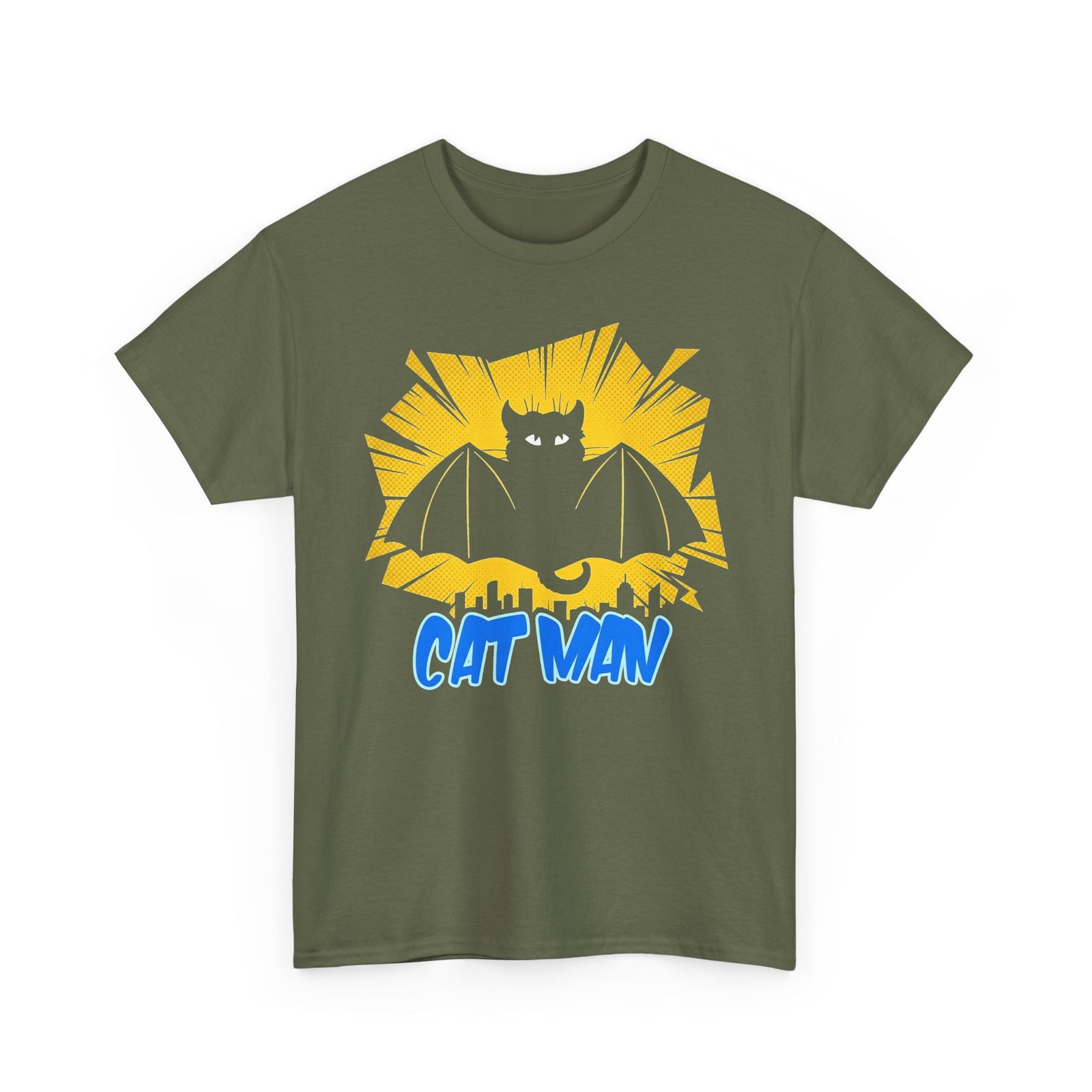 Cat Man T-Shirt — Funny Bat Cat Graphic Tee for Cat Lovers