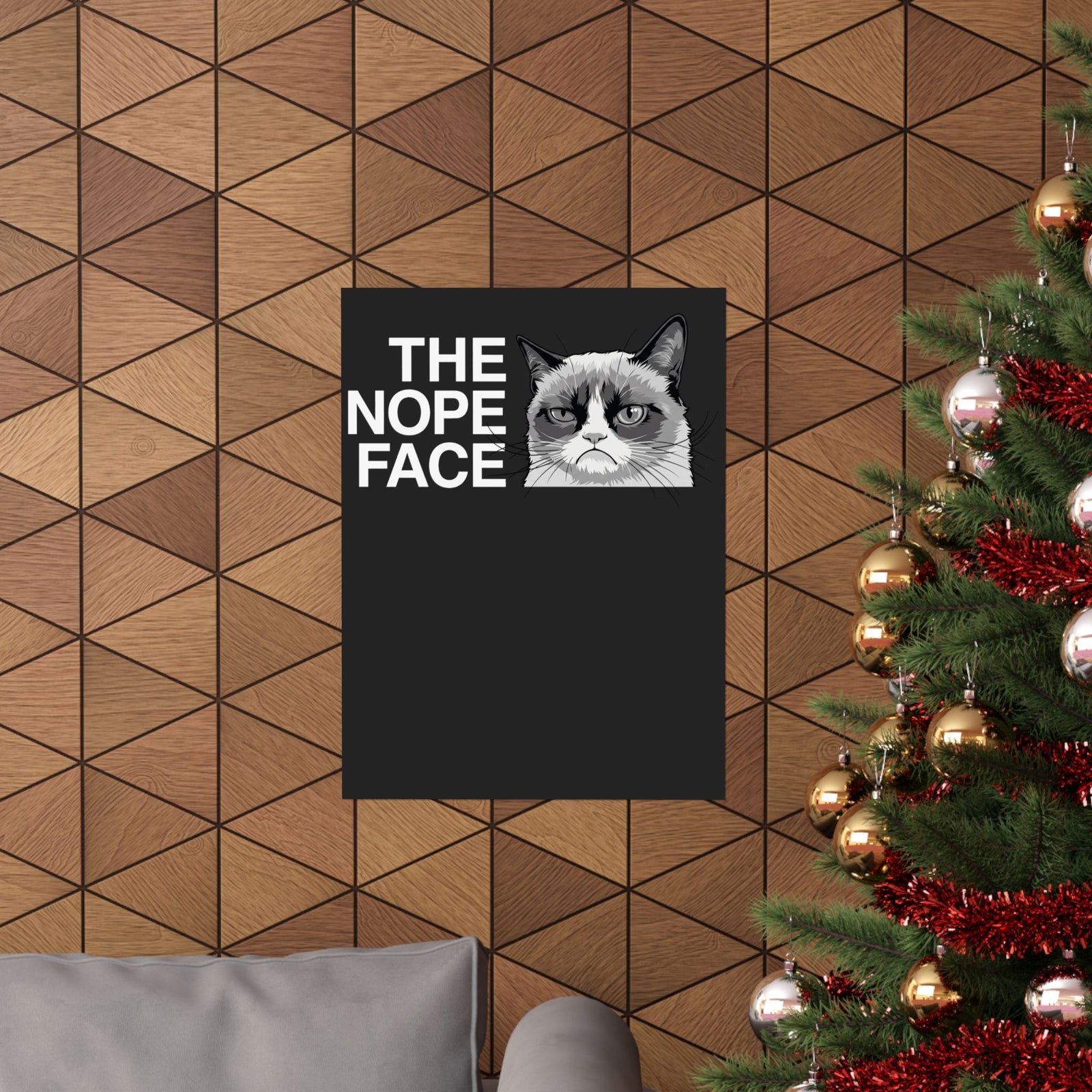 Nope Face Cat Poster — Funny Cat Graphic Poster