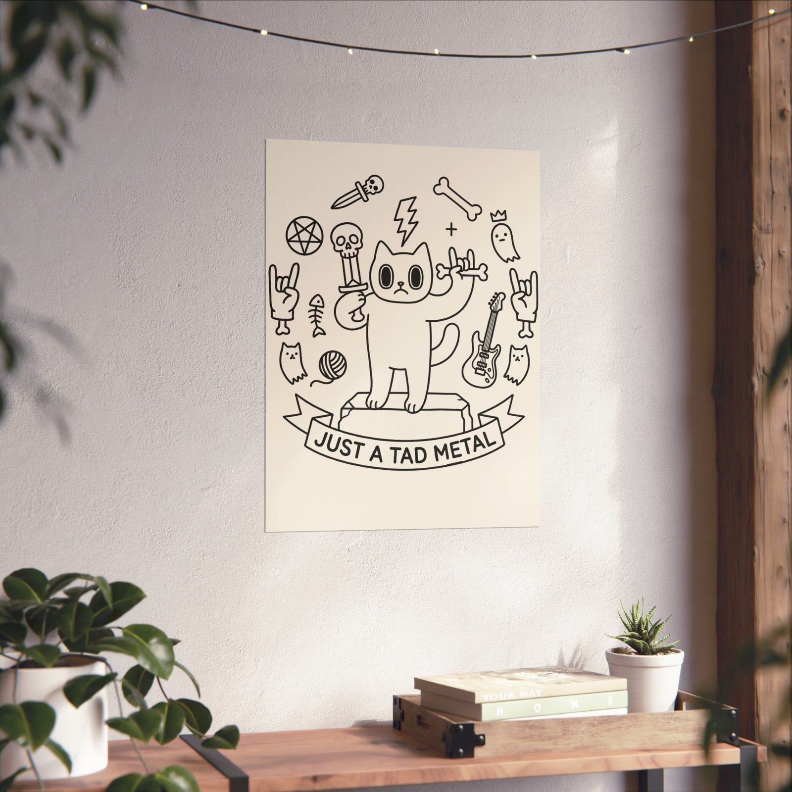 Just A Tad Metal Cat Poster — Funny Heavy Metal Rocker Feline Poster