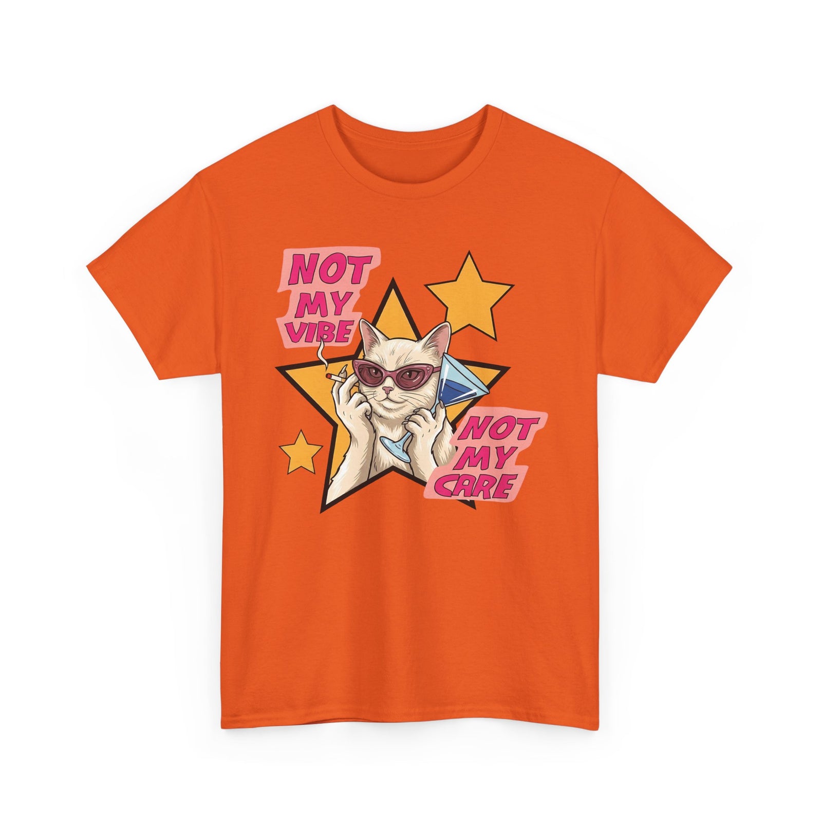 Not My Care Retro Cat T-Shirt — Unbothered Pop Art Feline Tee