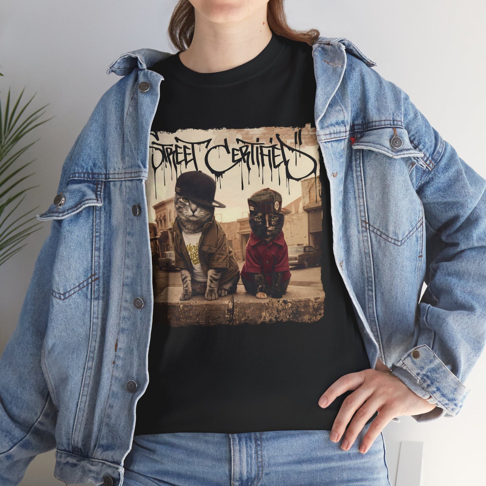 Funny Streetwear Cats "Street Certified" Retro Graphic Tee