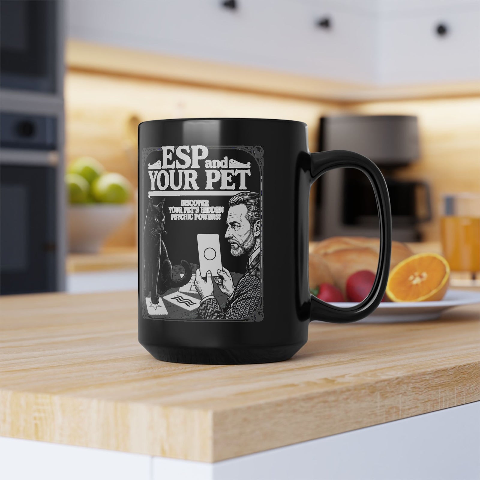 ESP & Your Pet Cat Black Mug — Psychic Cat Lover Mug