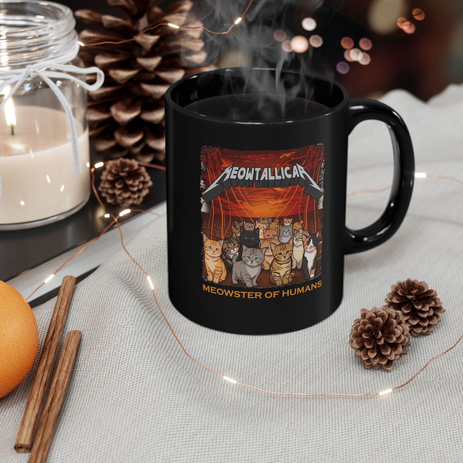 Meowster of Humans Cat Black Mug