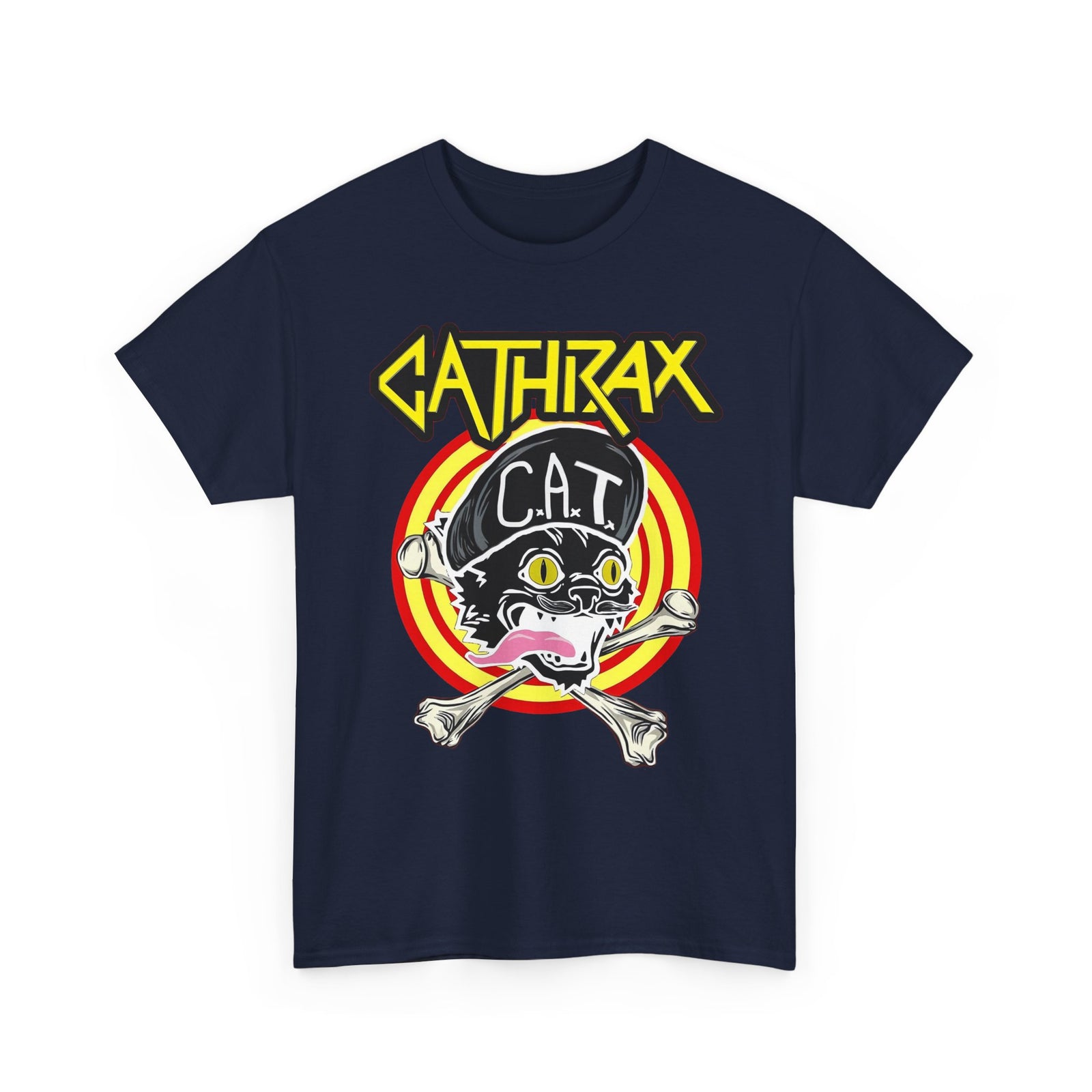 Cathrax Parody Cat T-Shirt — Heavy Metal Band Cat Graphic Tee