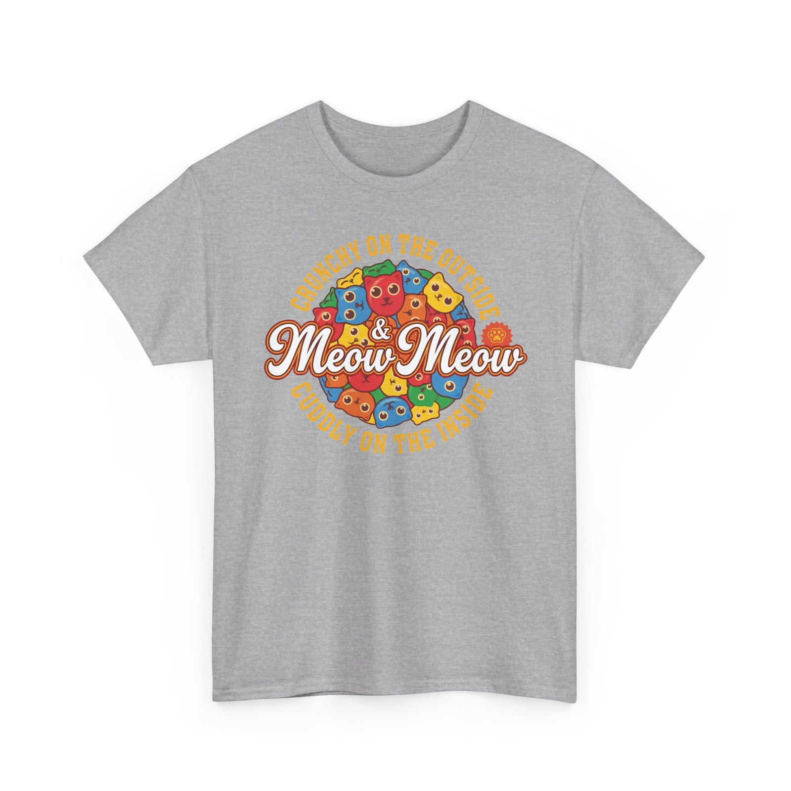 Meow Meow Cat Cereal Tee — "Crunchy on the Outside, Cuddly on the Inside"