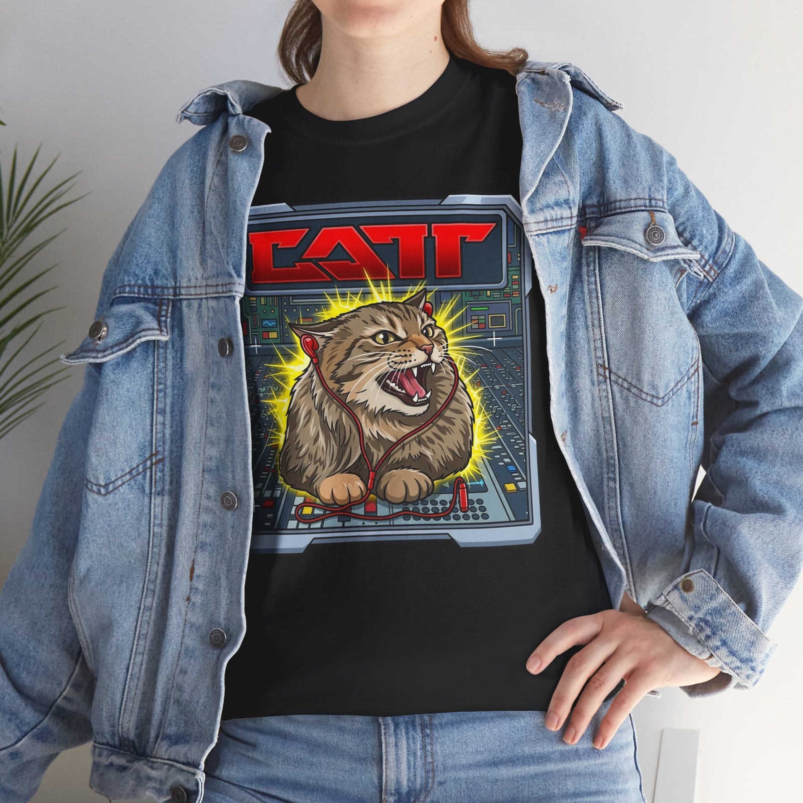 80s Hair Metal Cat T-Shirt — Vintage Rock Cat Graphic Tee