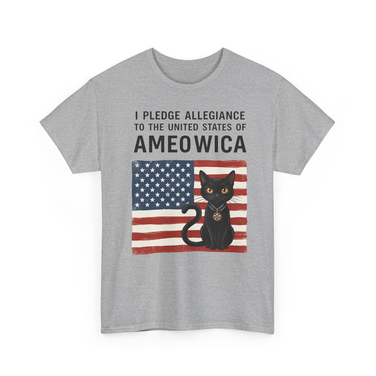 United States of Ameowica Funny Patriotic Black Cat T-Shirt