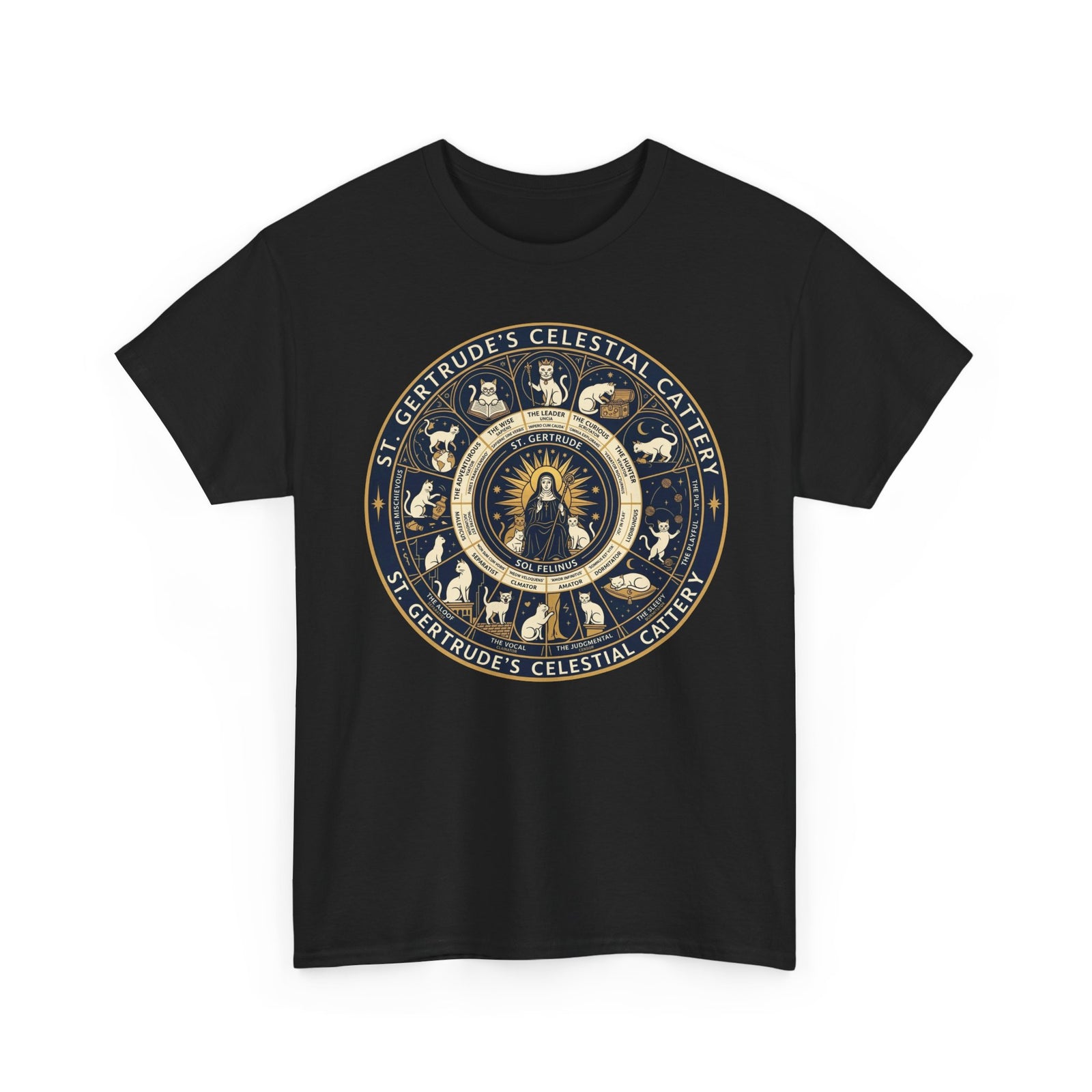 Saint Gertrude Gothic Cat Zodiac T-Shirt