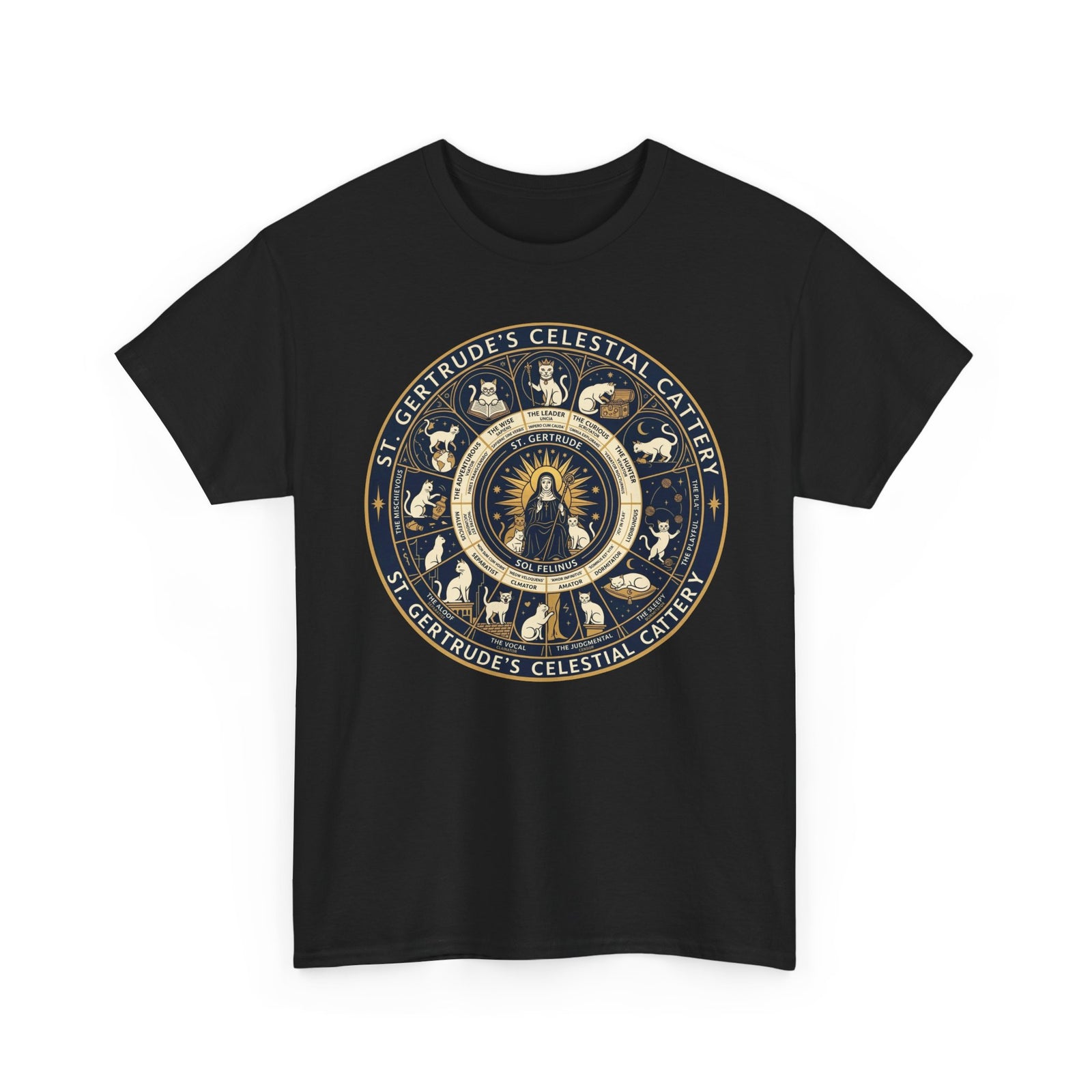 Saint Gertrude Gothic Cat Zodiac T-Shirt