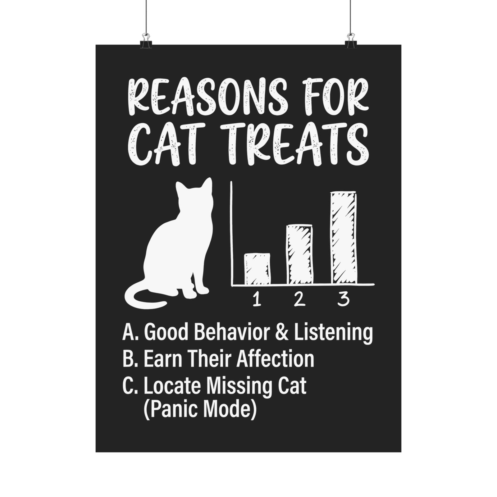 Reasons For Cat Treats Poster — Cute Cat Lover Poster