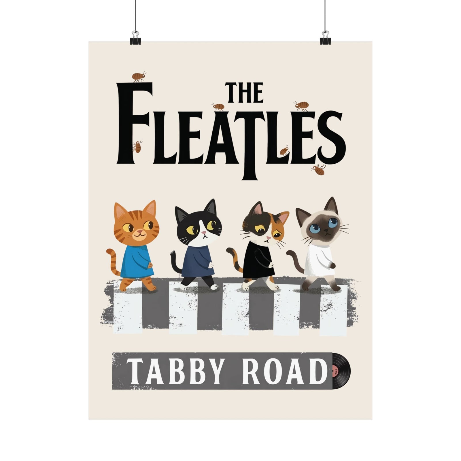 Fleatles Parody Cat Poster — Retro Beatles-Inspired Cat Band Poster