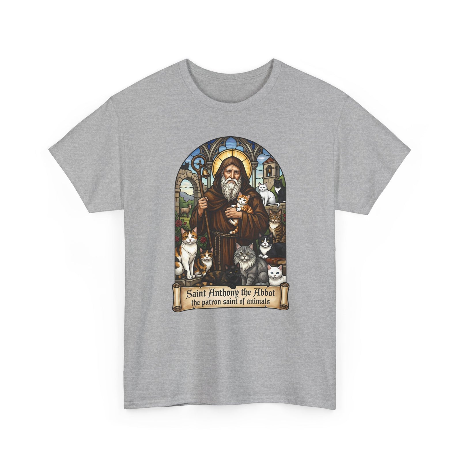 Saint Anthony the Abbot Cat T-Shirt Patron Saint of Animals Shirt