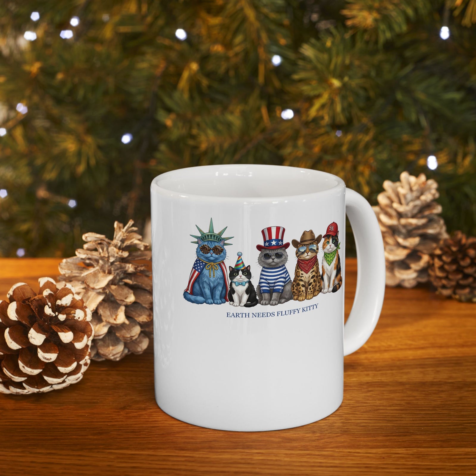 Earth Needs Fluffy Kitty Ceramic Mug
