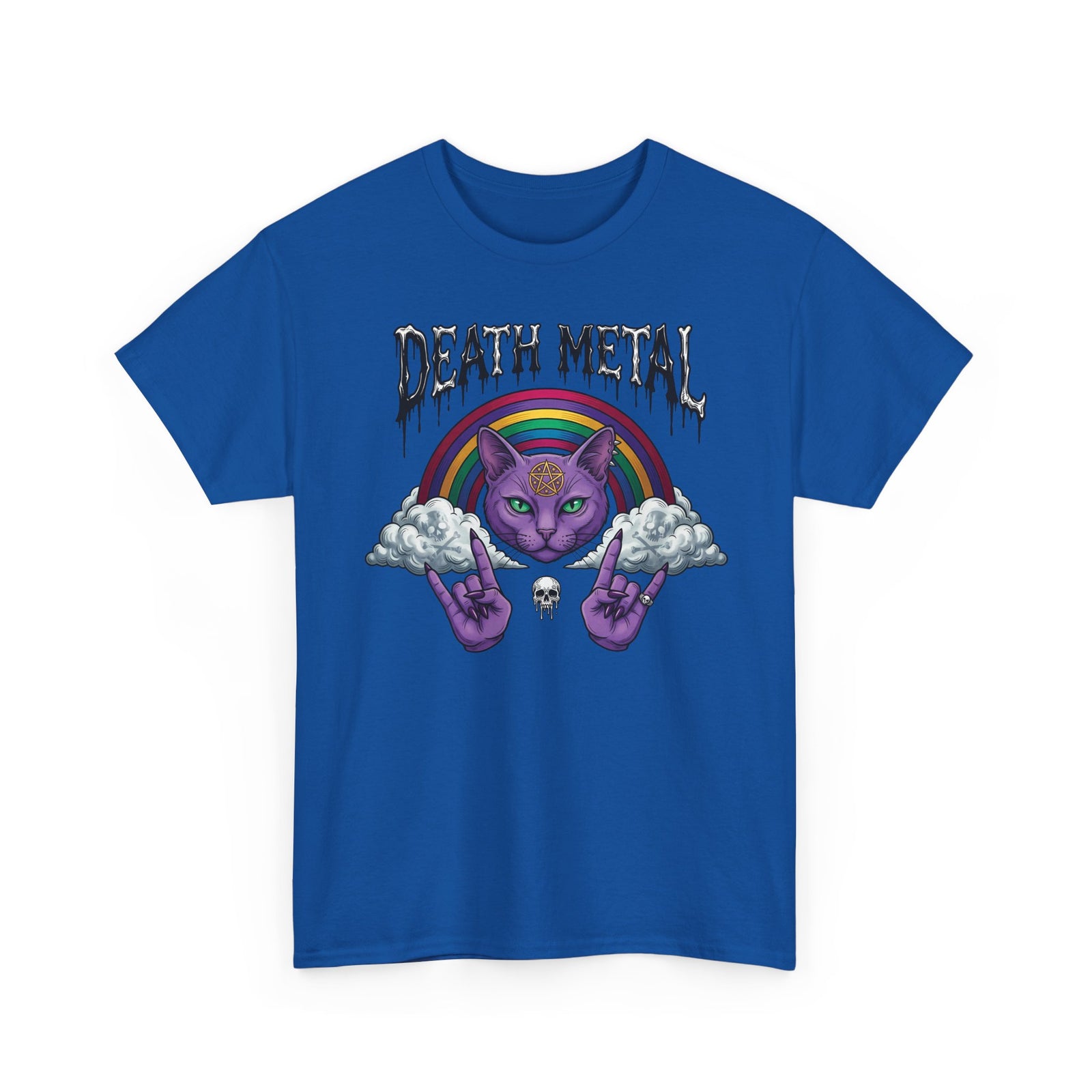 Death Metal Cat T-Shirt — Gothic Black Cat Tee for Metal Fans