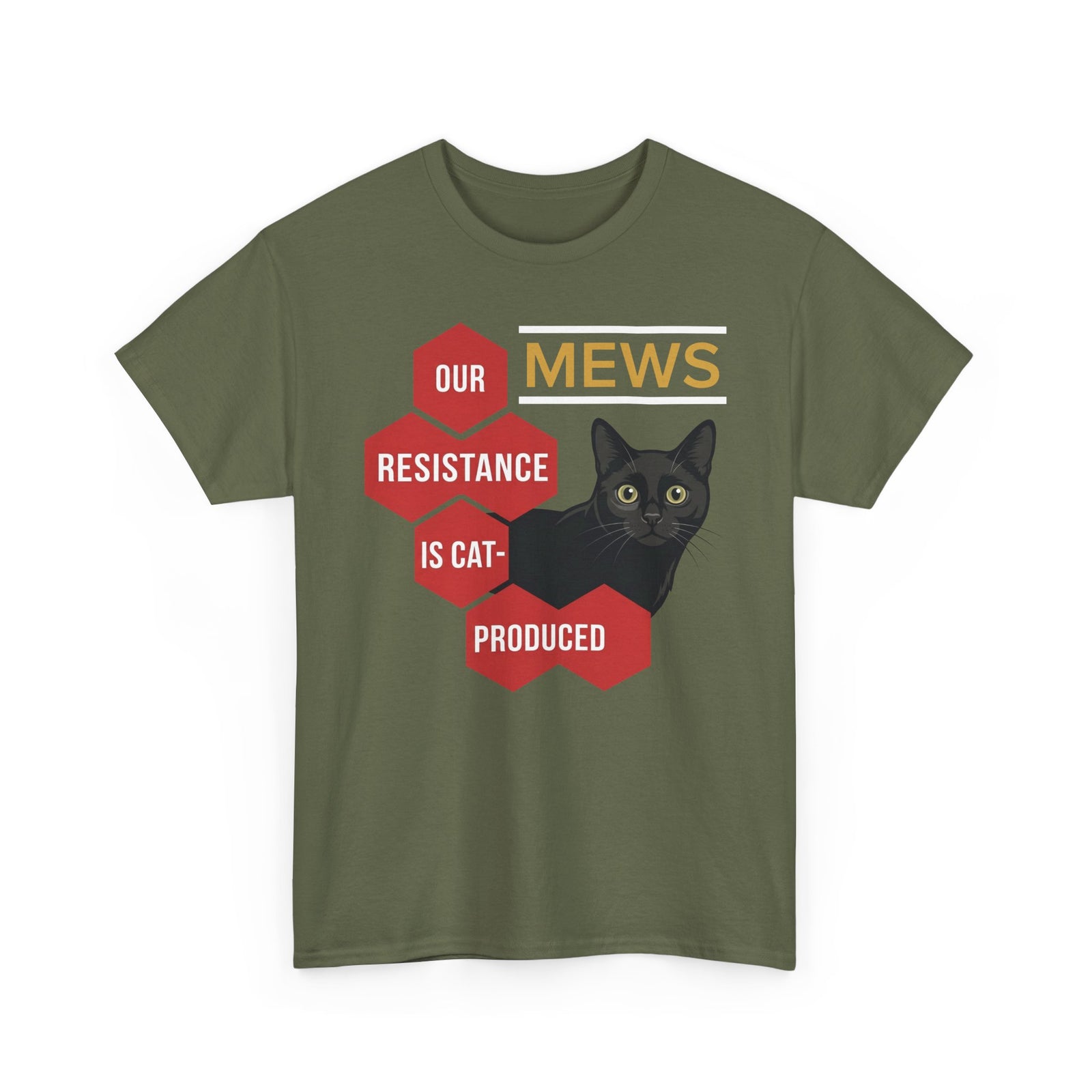 Mews Resistance Is Cat-Produced Tee — Funny Cat Protest Graphic T-Shirt