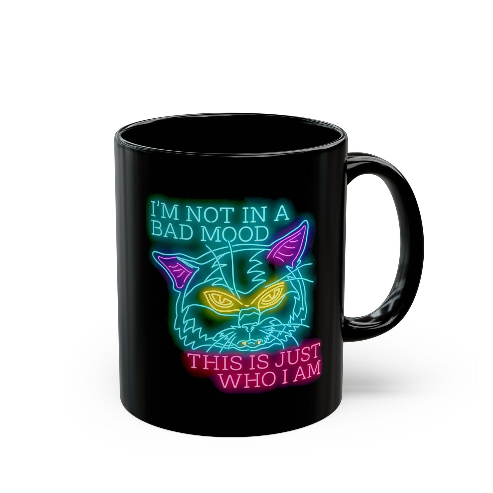 Bad Cat 'I'm Not In A Bad Mood' Black Mug