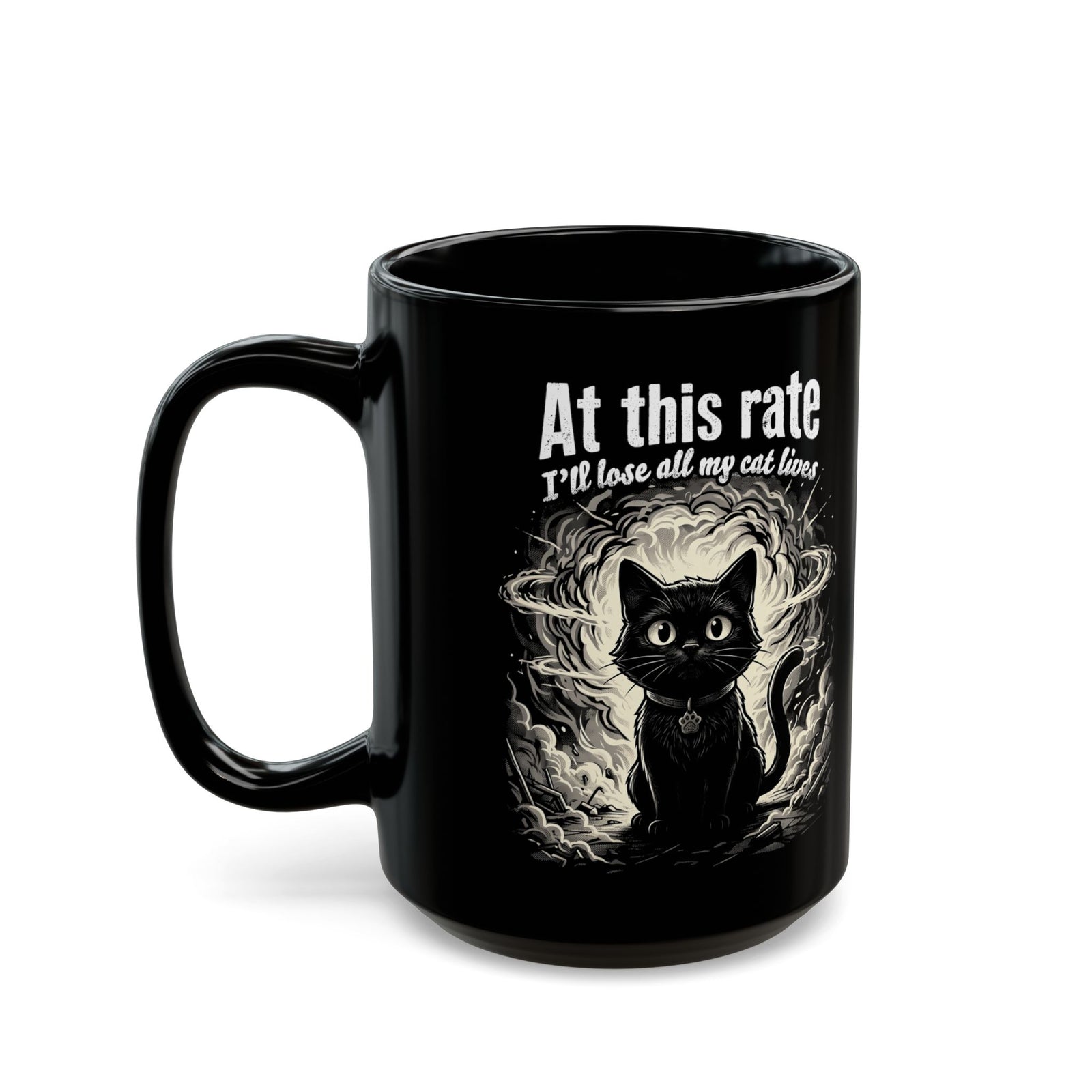 Apocalypse Cat Black Mug Post-Apocalyptic Cat Graphic Mug