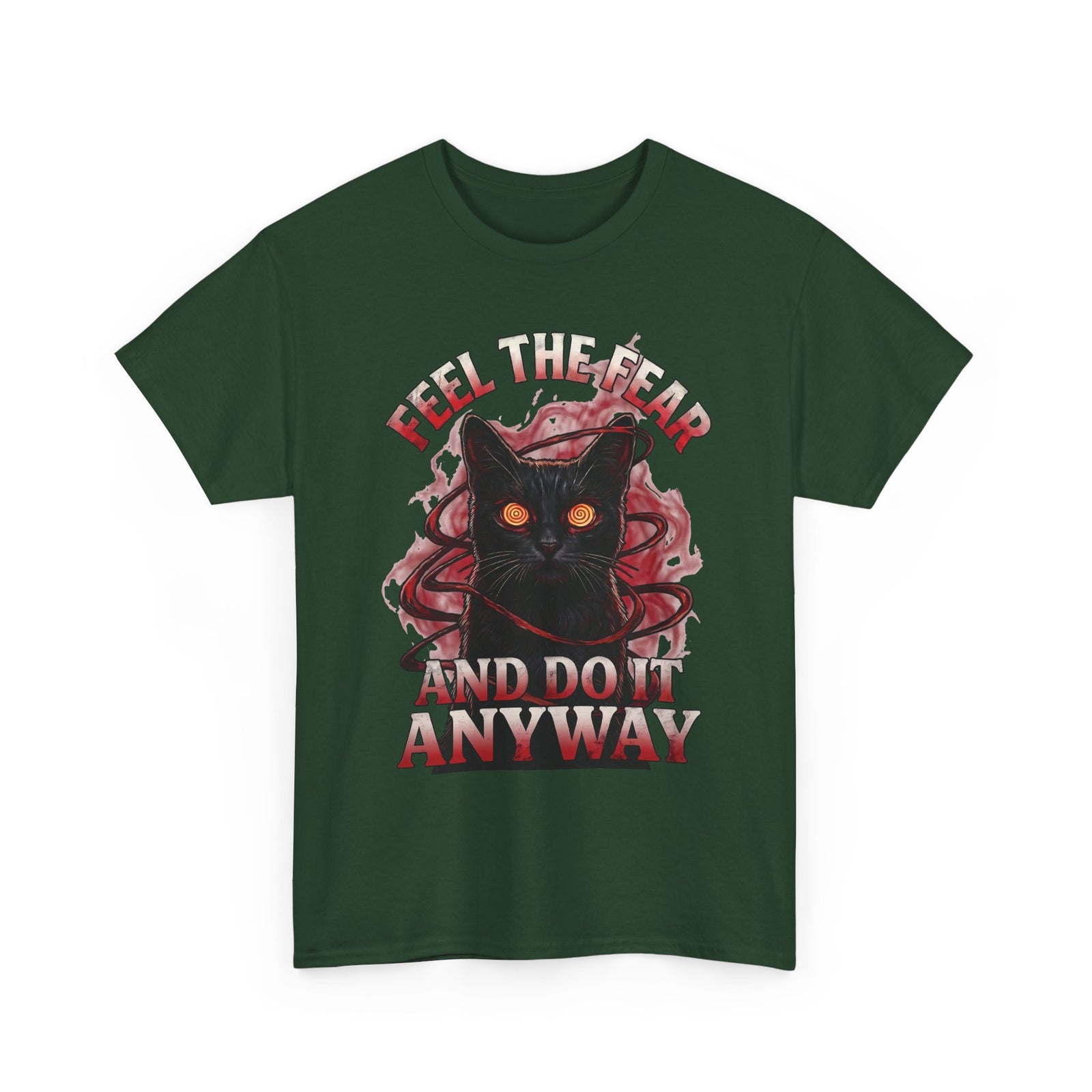 Feel The Fear And Do It Anyway T-Shirt — Hypnotic Black Cat Horror Graphic