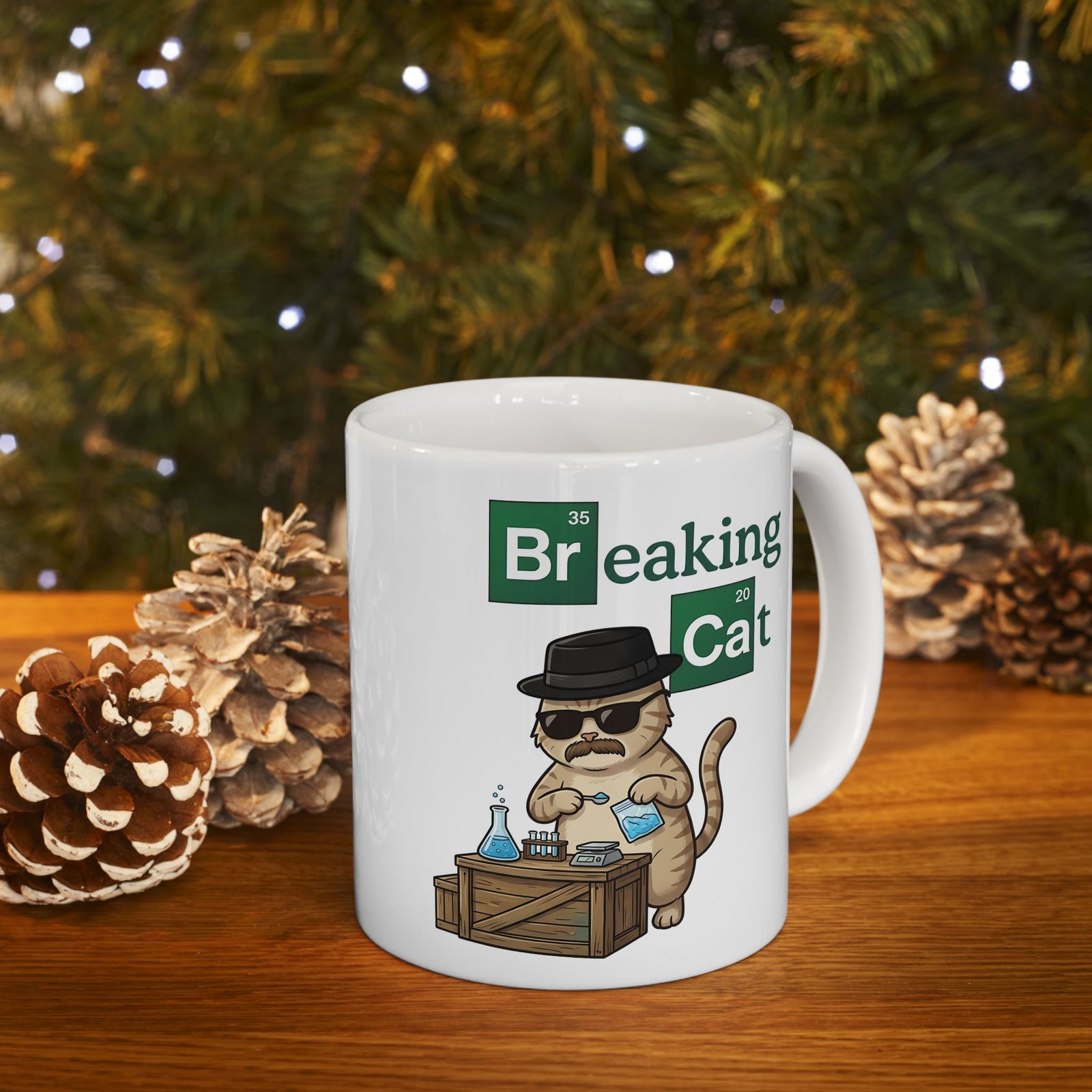 Breaking Cat Ceramic Mug — Funny Cat Graphic Mug