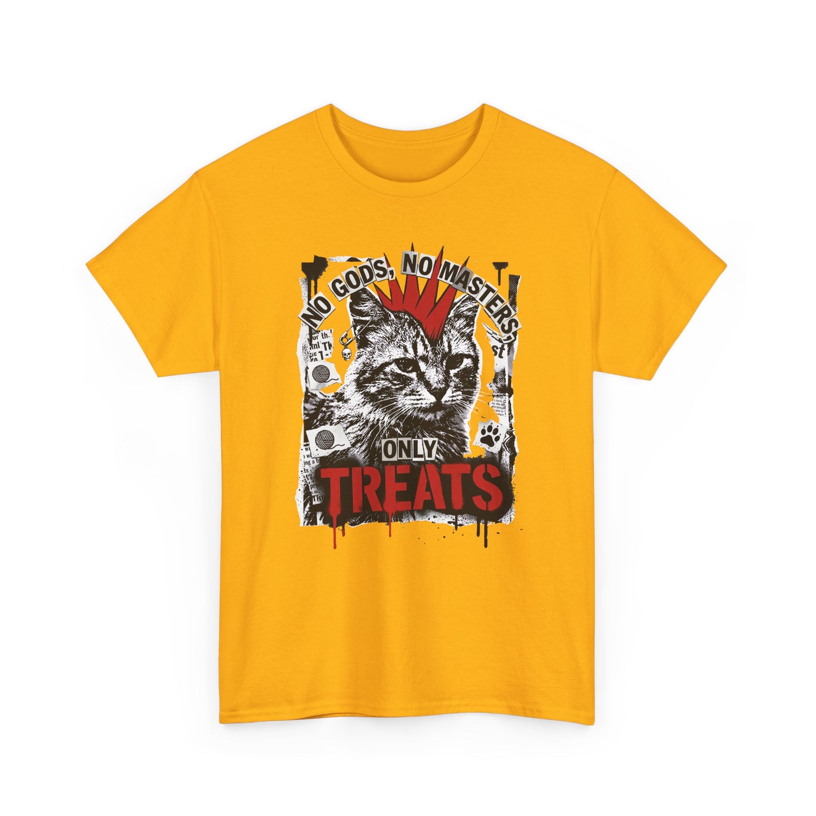 Punk Cat Tee — “No Gods No Masters, Only Treat” Graphic T-Shirt