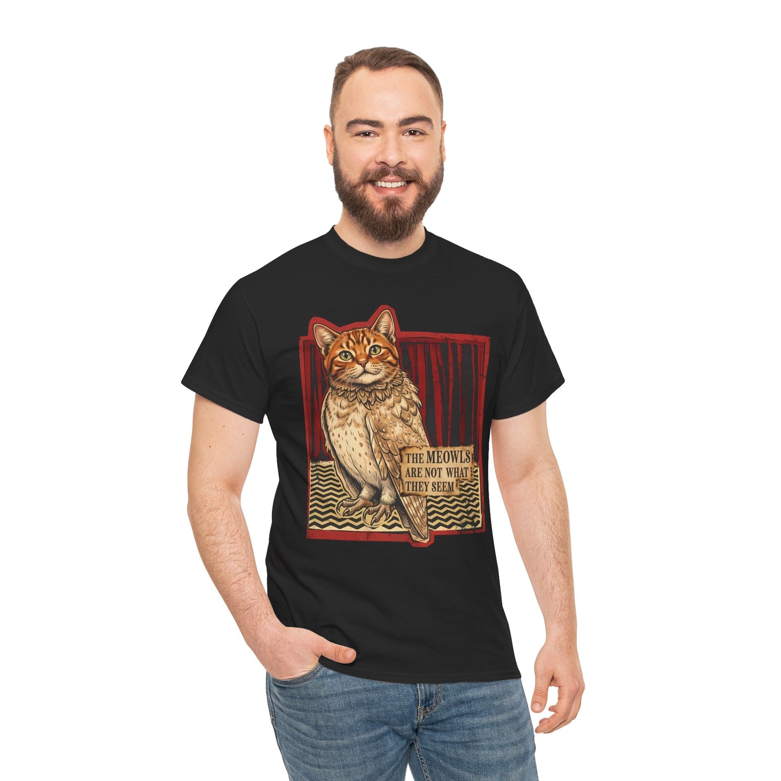 Meowls Are Not What They Seem T-Shirt — Mysterious Cat Quote Tee